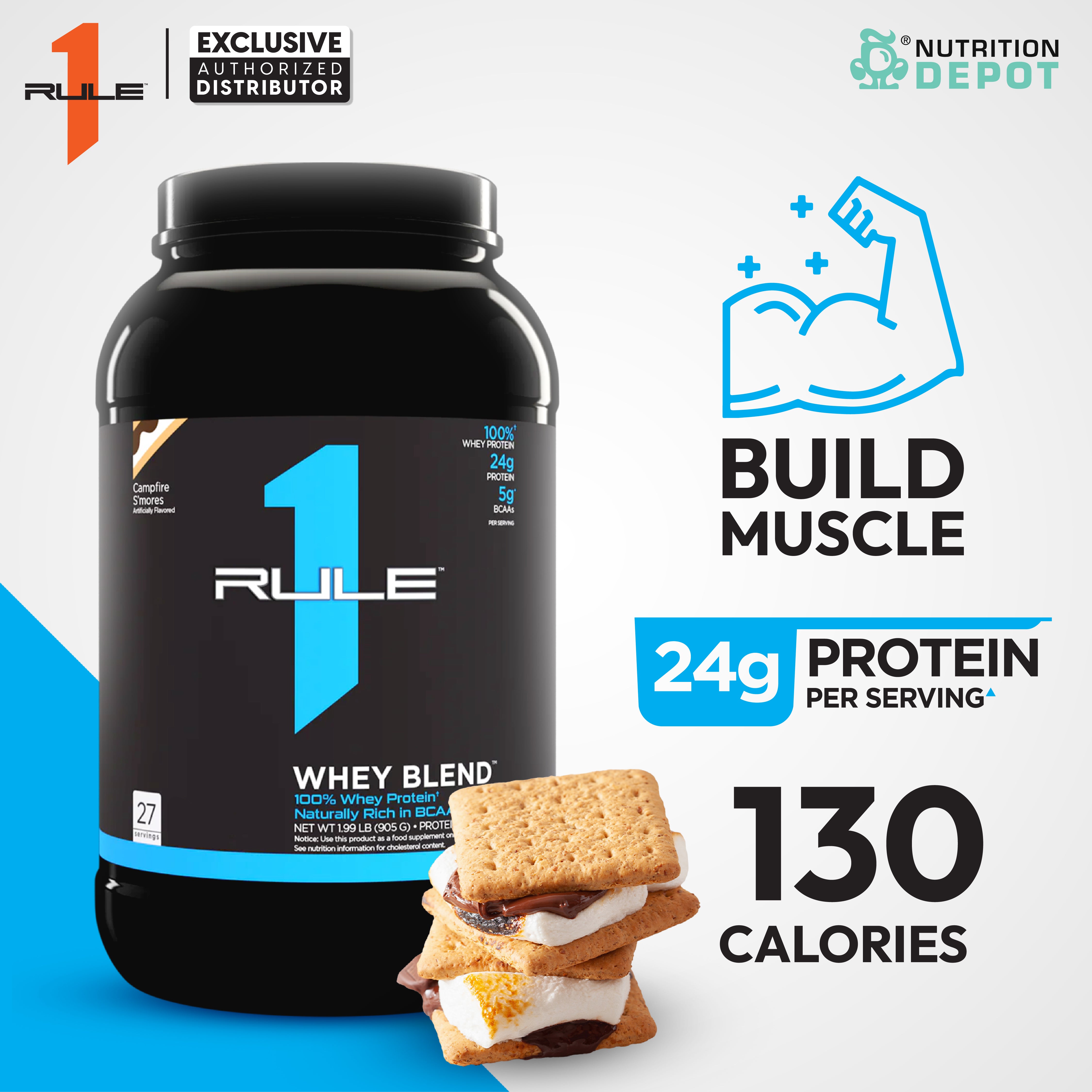 BBF13JAN26 Rule1 Whey Blend 2lb - Campfire S'mores เวย์โปรตีนเสริมสร้างกล้ามเนื้อ