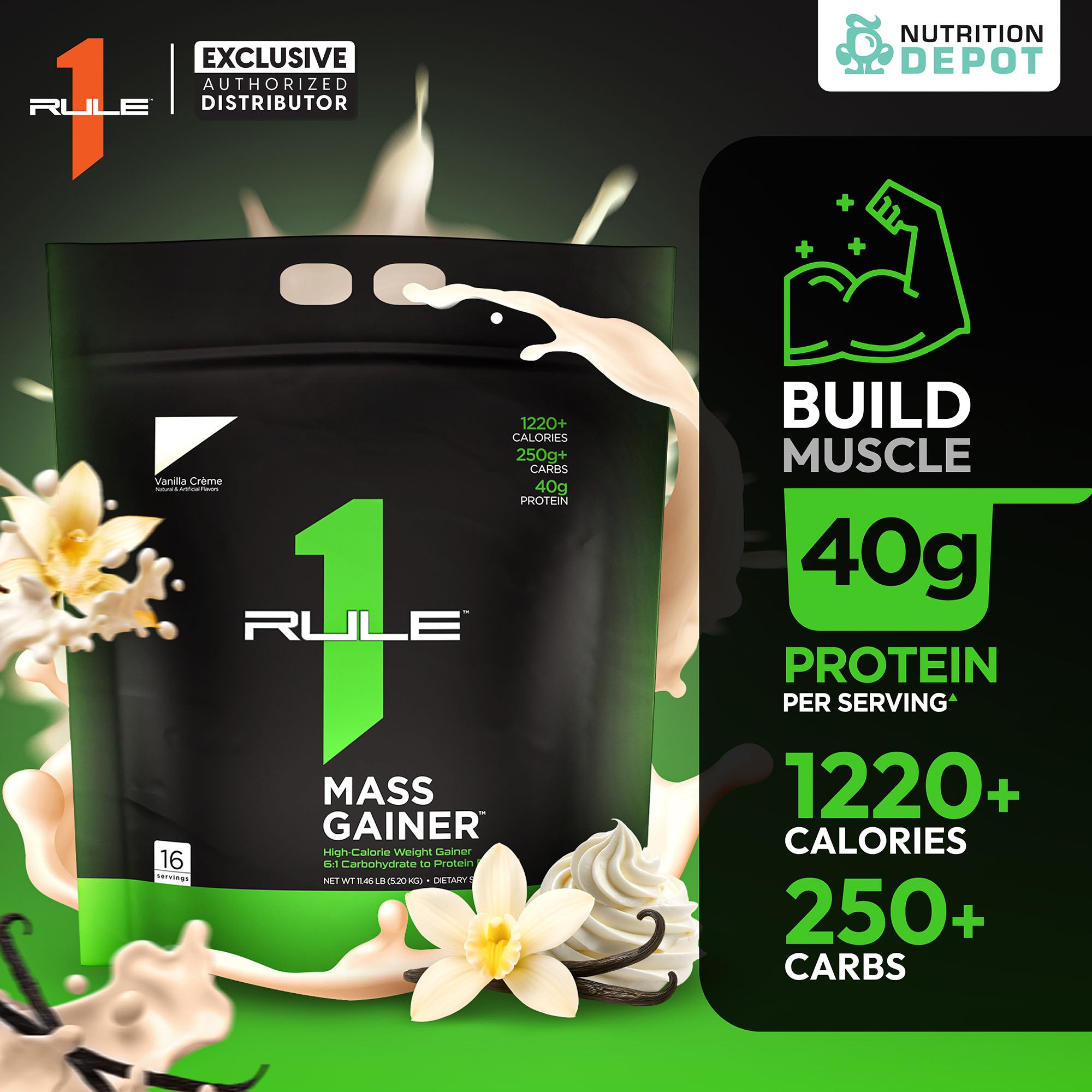 Rule1 Mass Gainer 11.43lb - Vanilla Crème เวย์โปรตีนเพิ่มน้ำหนัก