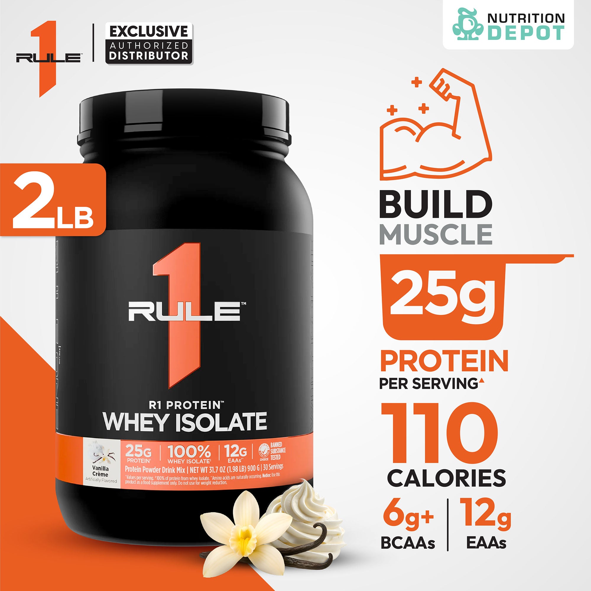 Rule1 Protein 2lb - Vanilla Creme เวย์โปรตีนเสริมสร้างกล้ามเนื้อ