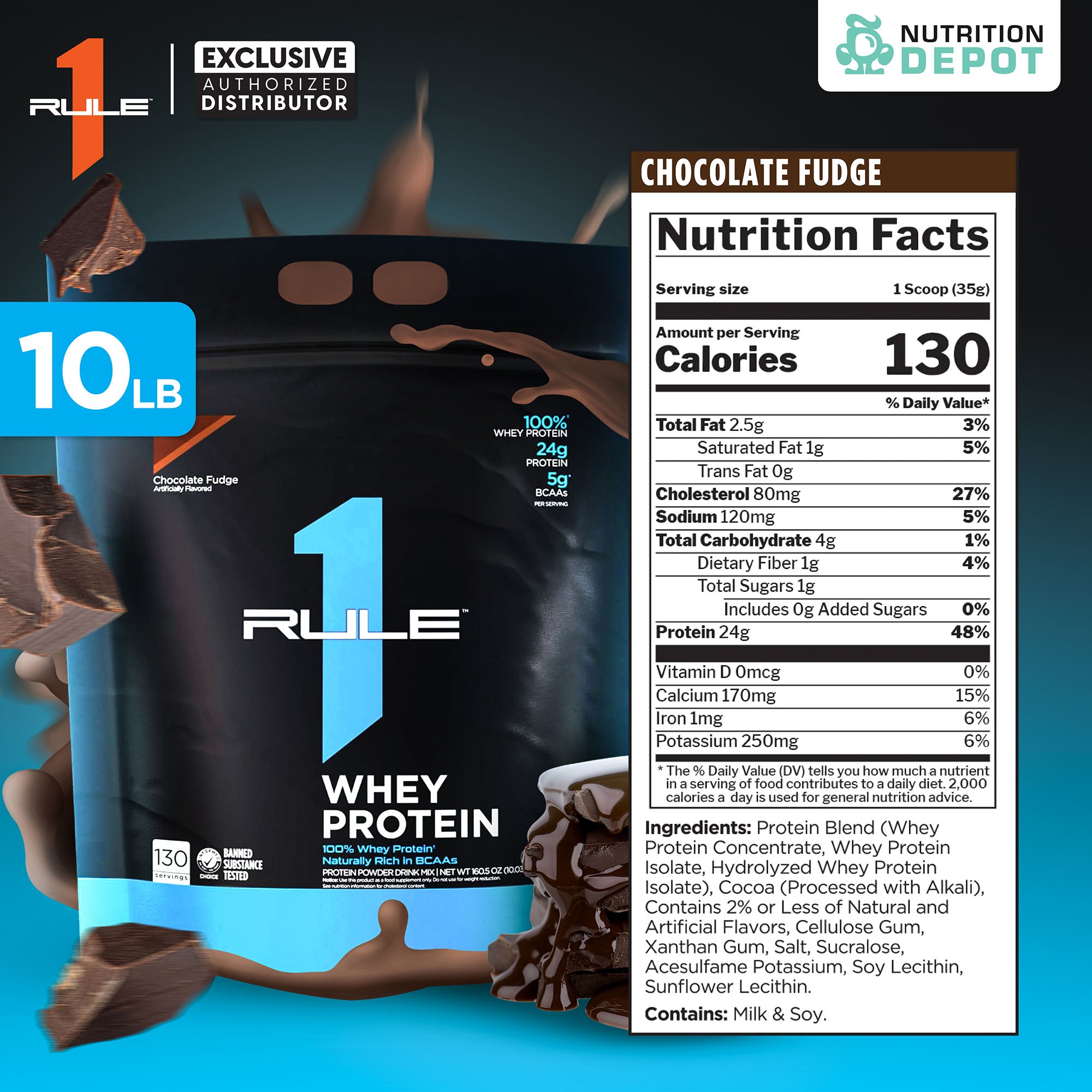 (BBF.1 Sep 26)Rule1 Whey Blend 10lb - Chocolate Fudge เวย์โปรตีนเสริมสร้างกล้ามเนื้อ