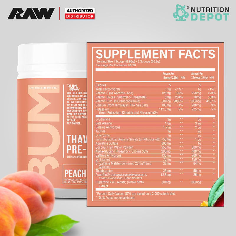 Raw Nutrition CBUM Thavage (Pre-Workout) - Peach Bum