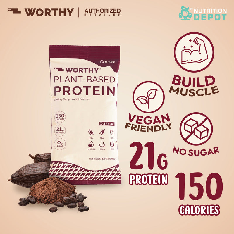 Worthy Plant-Based Protein Cocoa เวิร์ทตี้ แพลนท์เบสโปรตีน รสโกโก้ 1 ซอง