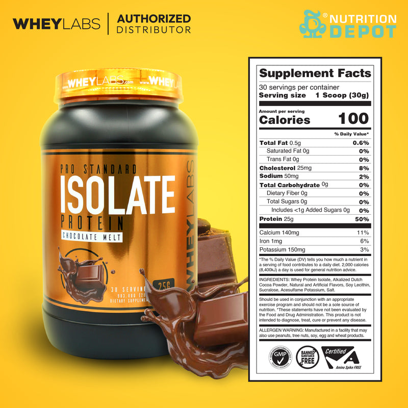 Whey Labs 100% Isolate Whey Protein 2lbs - Chocolate Melt เวย์โปรตีนเสริมสร้างกล้ามเนื้อ