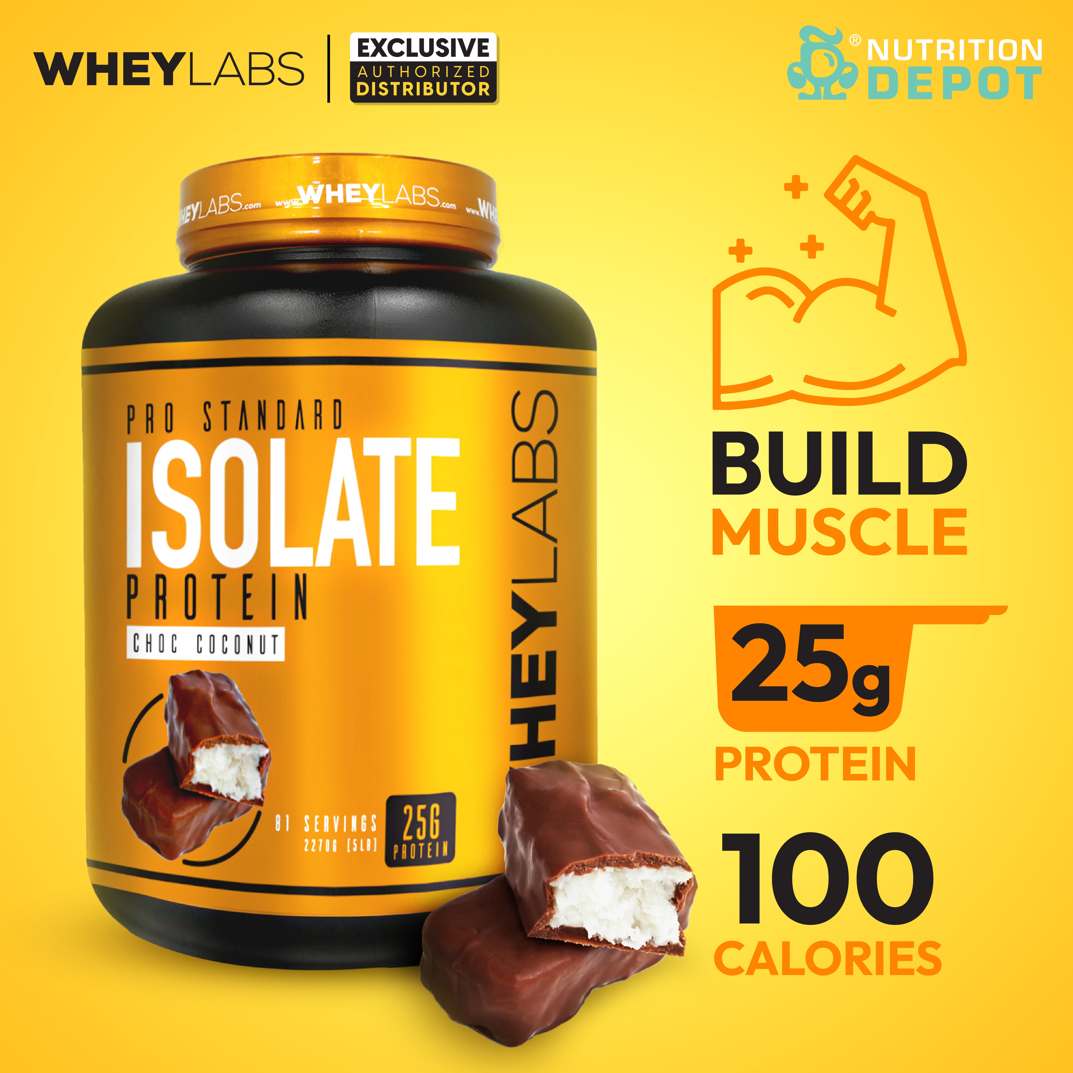 Whey Labs 100% Isolate Whey Protein 5lbs- Choc Coconut เวย์โปรตีนไอโซเลตเสริมสร้างกล้ามเนื้อ