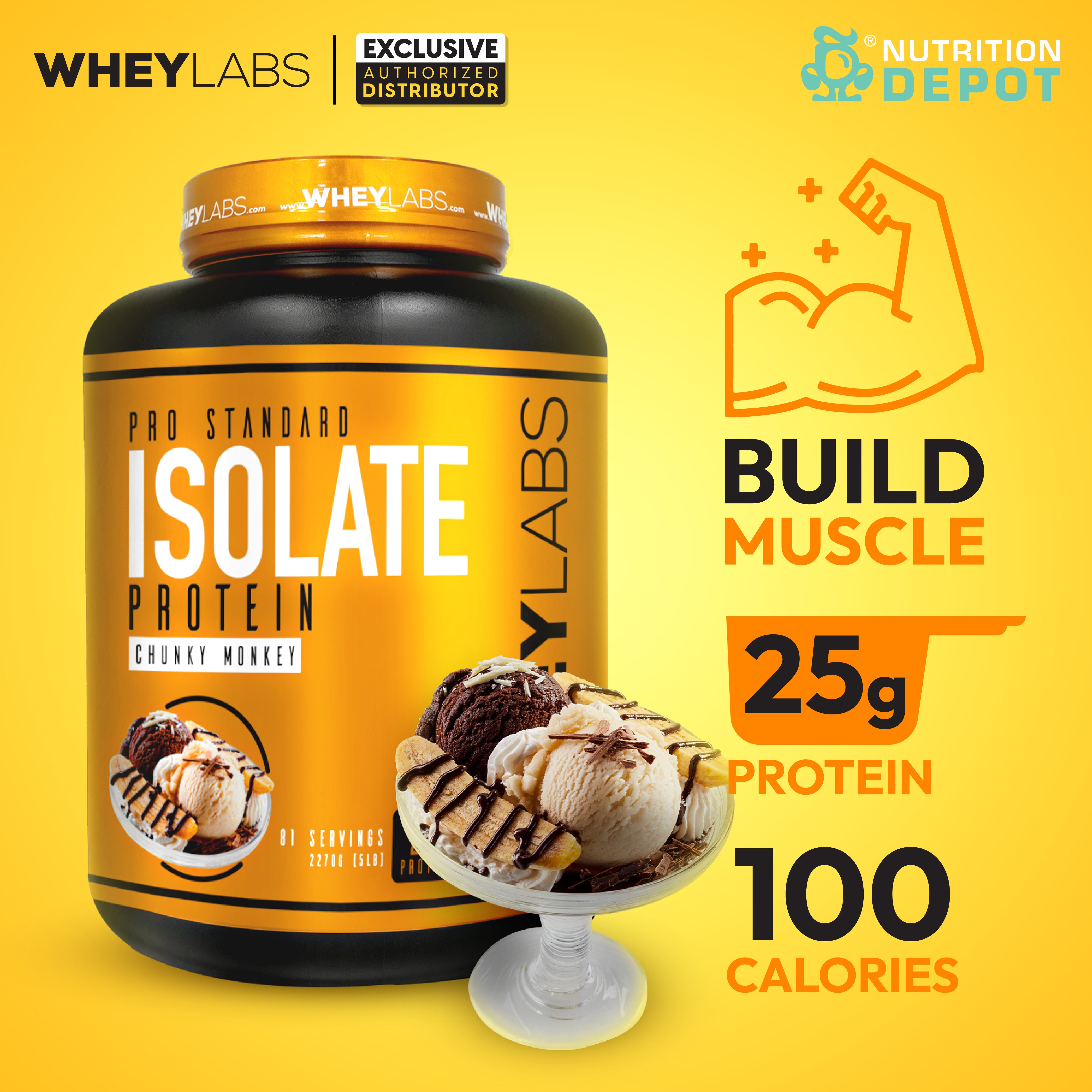 Whey Labs 100% Isolate Whey Protein 5lbs - Chunky Monkey เวย์โปรตีนไอโซเลตเสริมสร้างกล้ามเนื้อ