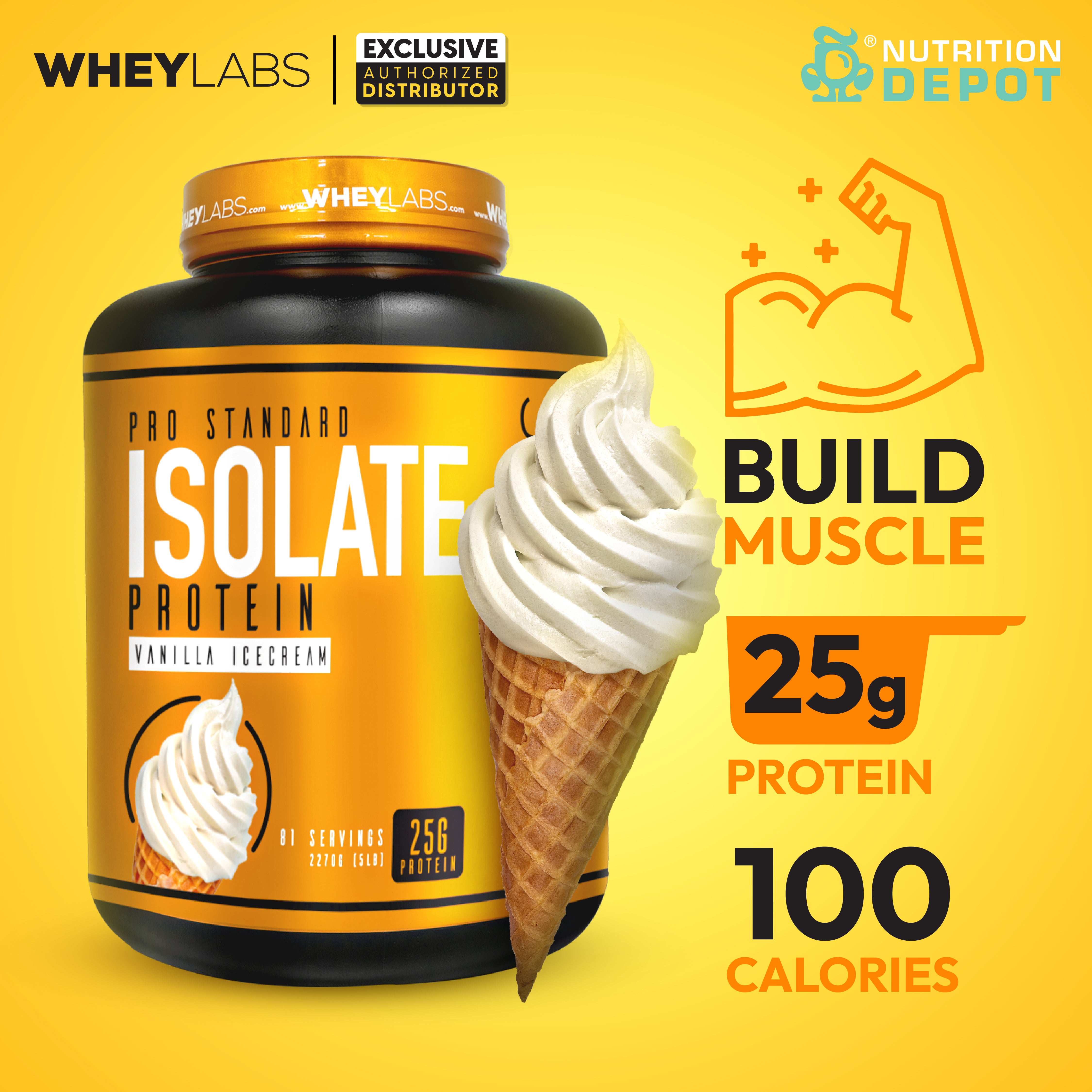 Whey Labs 100% Isolate Whey Protein 5 lbs - Vanilla Ice Cream เวย์โปรตีนไอโซเลตเสริมสร้างกล้ามเนื้อ