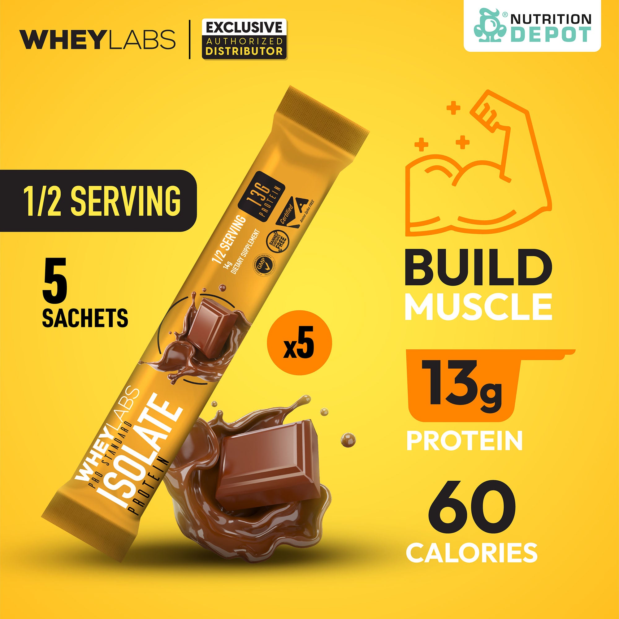 Whey Labs ISOLATE CHOC MELT 1/2 SV - ( 5 Sachets )