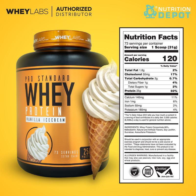 Whey Labs 100% Whey Protein 5 lbs - Vanilla Ice Cream เวย์โปรตีนเสริมสร้างกล้ามเนื้อ