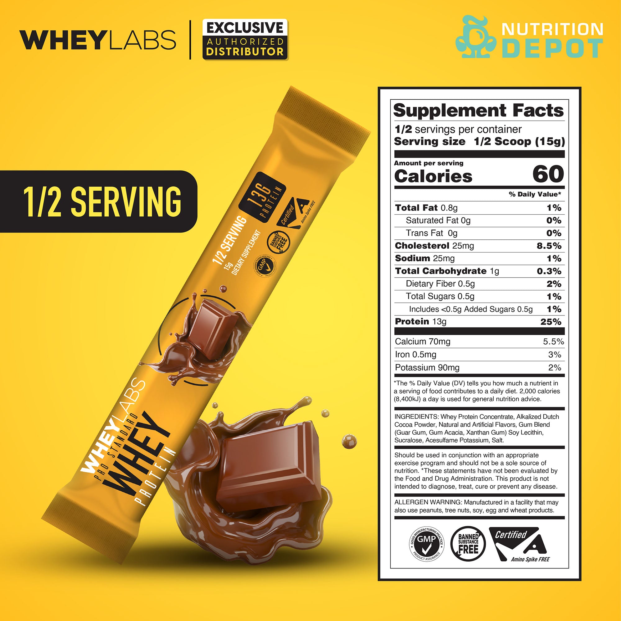 Whey Labs 100% Whey Protein 1/2 Servings ( 5 Sachets ) - เวย์โปรตีนเสริมสร้างกล้ามเนื้อ