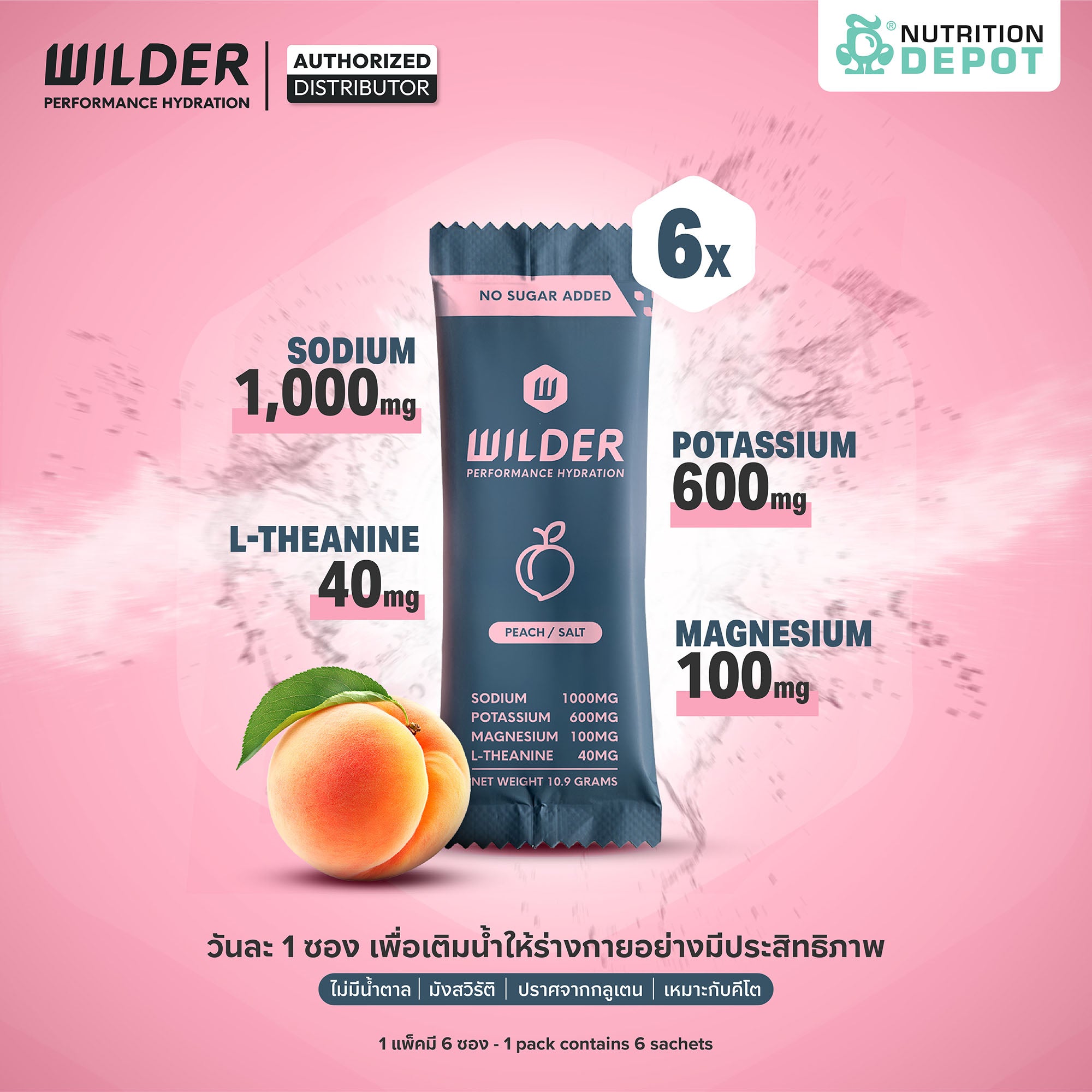 Wilder Performance Hydration - Peach & Salt 6 Sachet