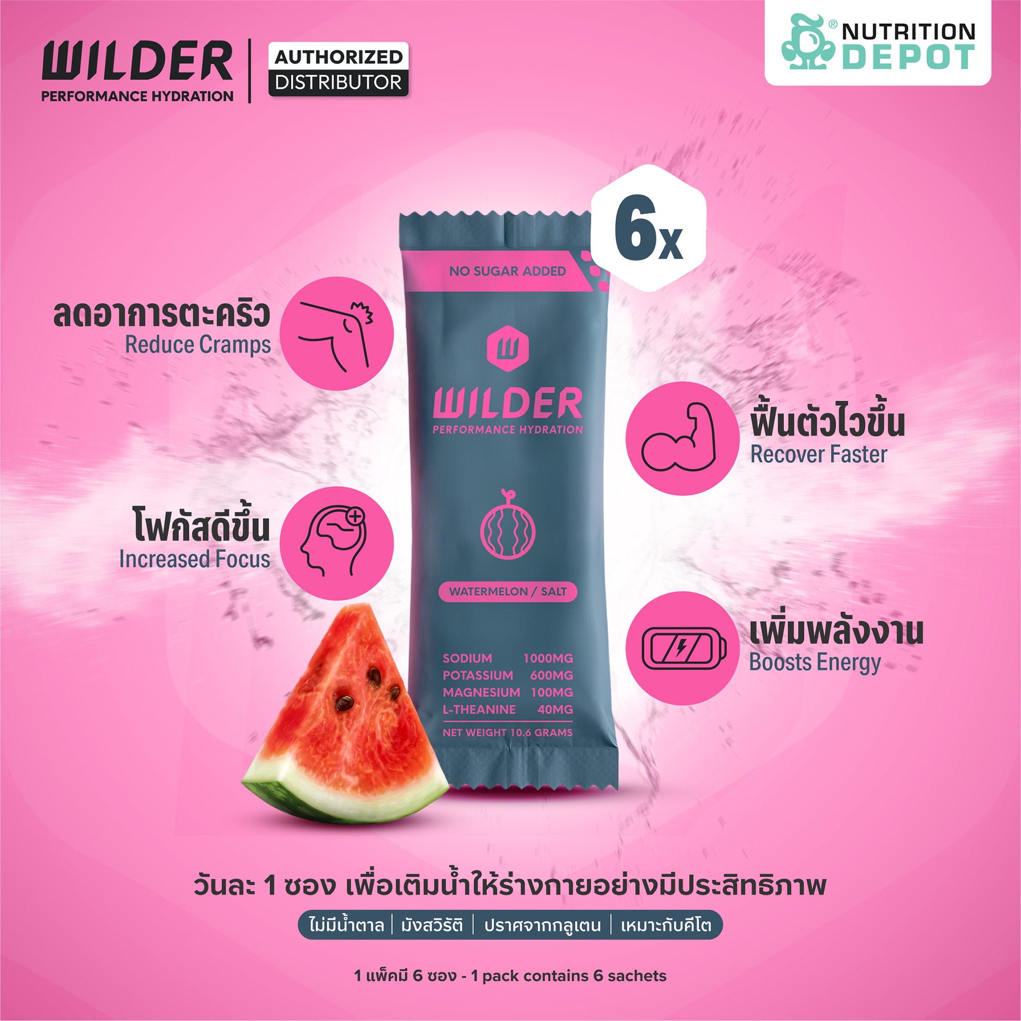 Wilder Performance Hydration - Watermelon 6 Sachet