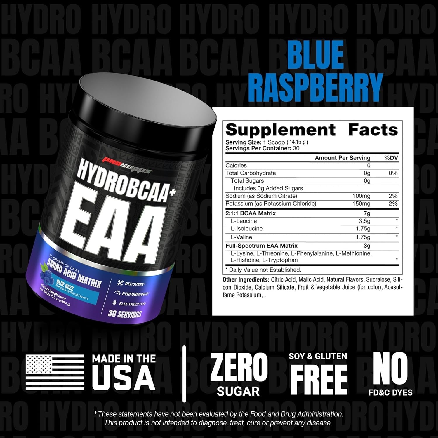 Prosupps Hydro BCAA + Essentials - Blue Raspberry 30 Servings