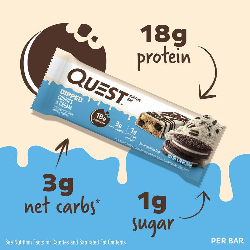โปรตีนบาร์ Quest Protein Bar - Dipped Cookie n Cream 3 Bars