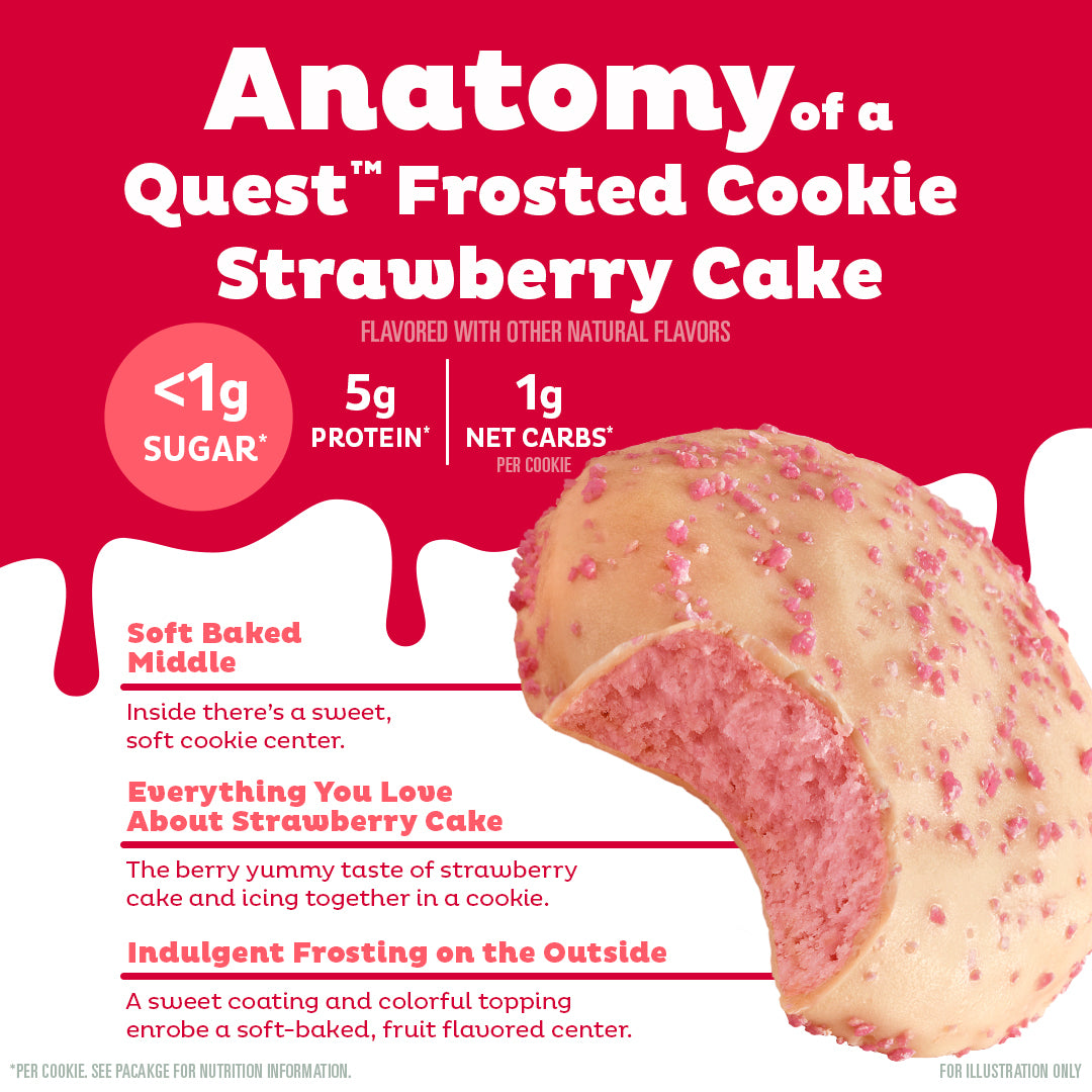 Quest Protein Frosted Cookie Strawberry Cake - 1 Box (8 Pieces)