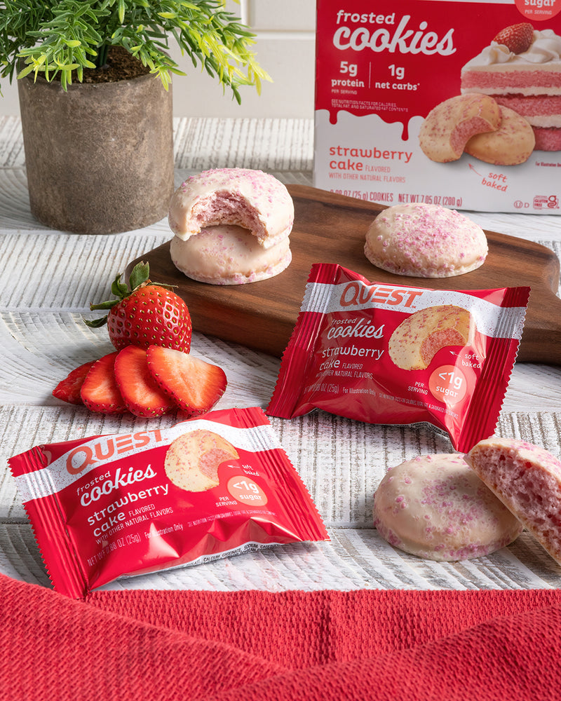 Quest Protein Frosted Cookie Strawberry Cake - 1 Box (8 Pieces)