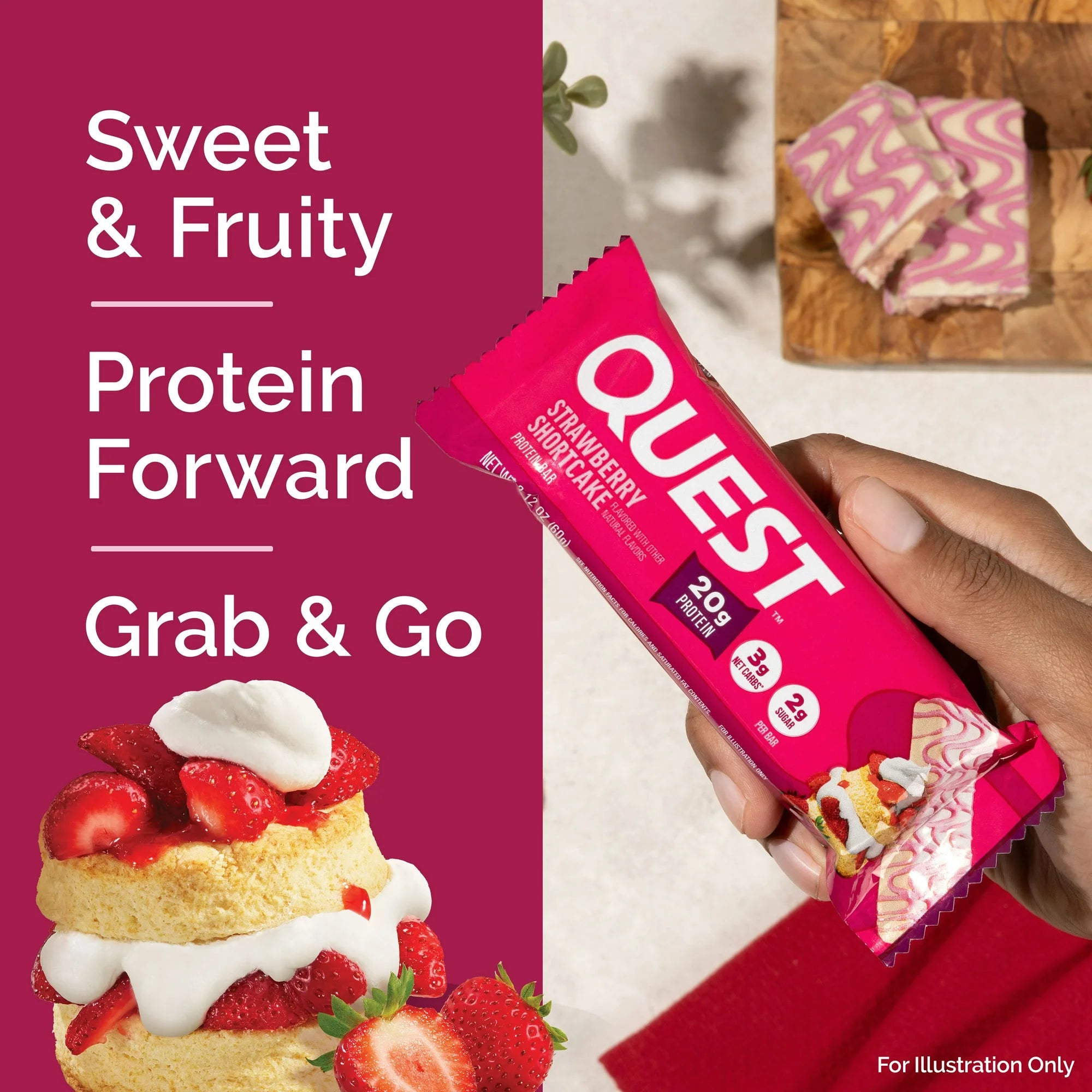 โปรตีนบาร์ Quest Protein Bar - Strawberry Shortcake 1 Box (12 Bars)
