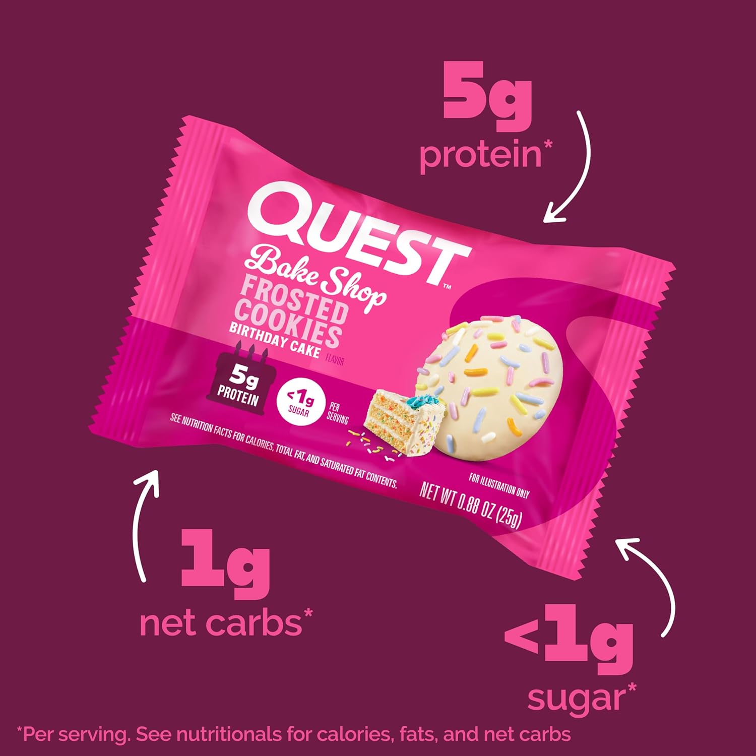 (BBF JAN/26)Quest Protein Frosted Cookie Birthday Cake - 1 Box (8 Pieces)