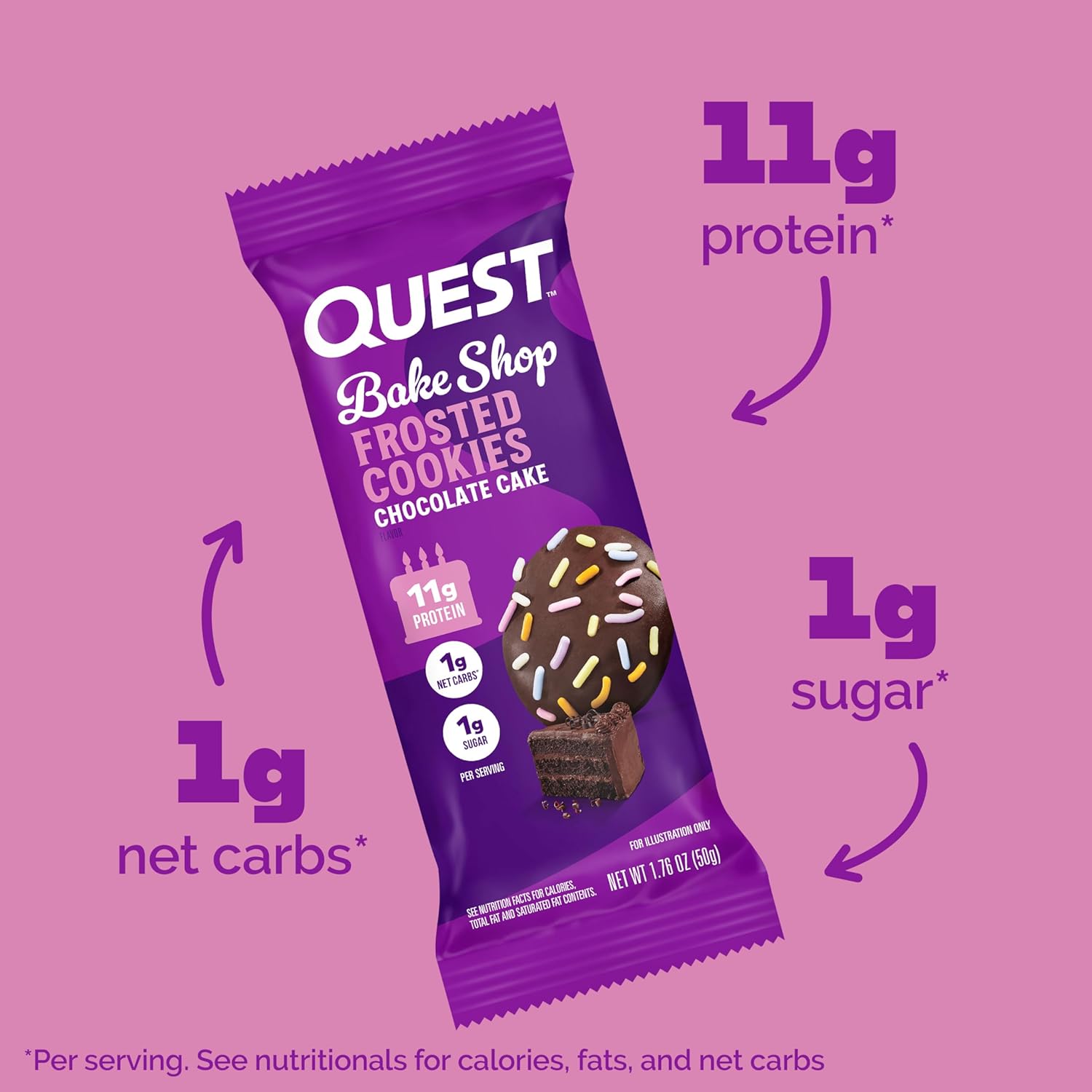(BBF26/Nov/25)Quest Protein Frosted Cookie Chocolate Cake - 1 Box (8 Pieces)