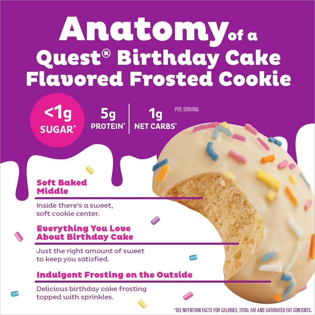 Quest Protein Frosted Cookie Birthday Cake - 1 Box (8 Pieces)