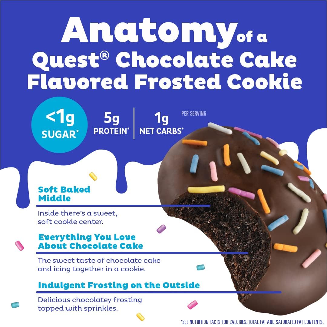 Quest Protein Frosted Cookie Chocolate Cake - 1 Box (8 Pieces)