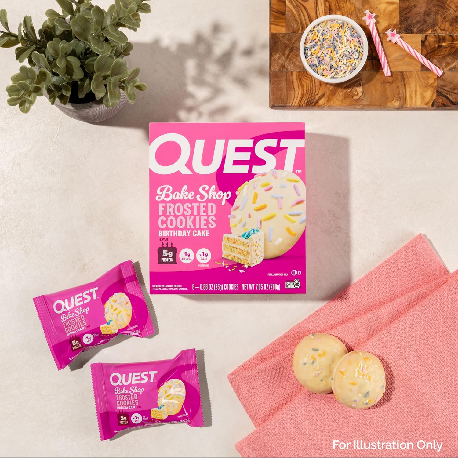 (BBF JAN/26)Quest Protein Frosted Cookie Birthday Cake - 1 Box (8 Pieces)