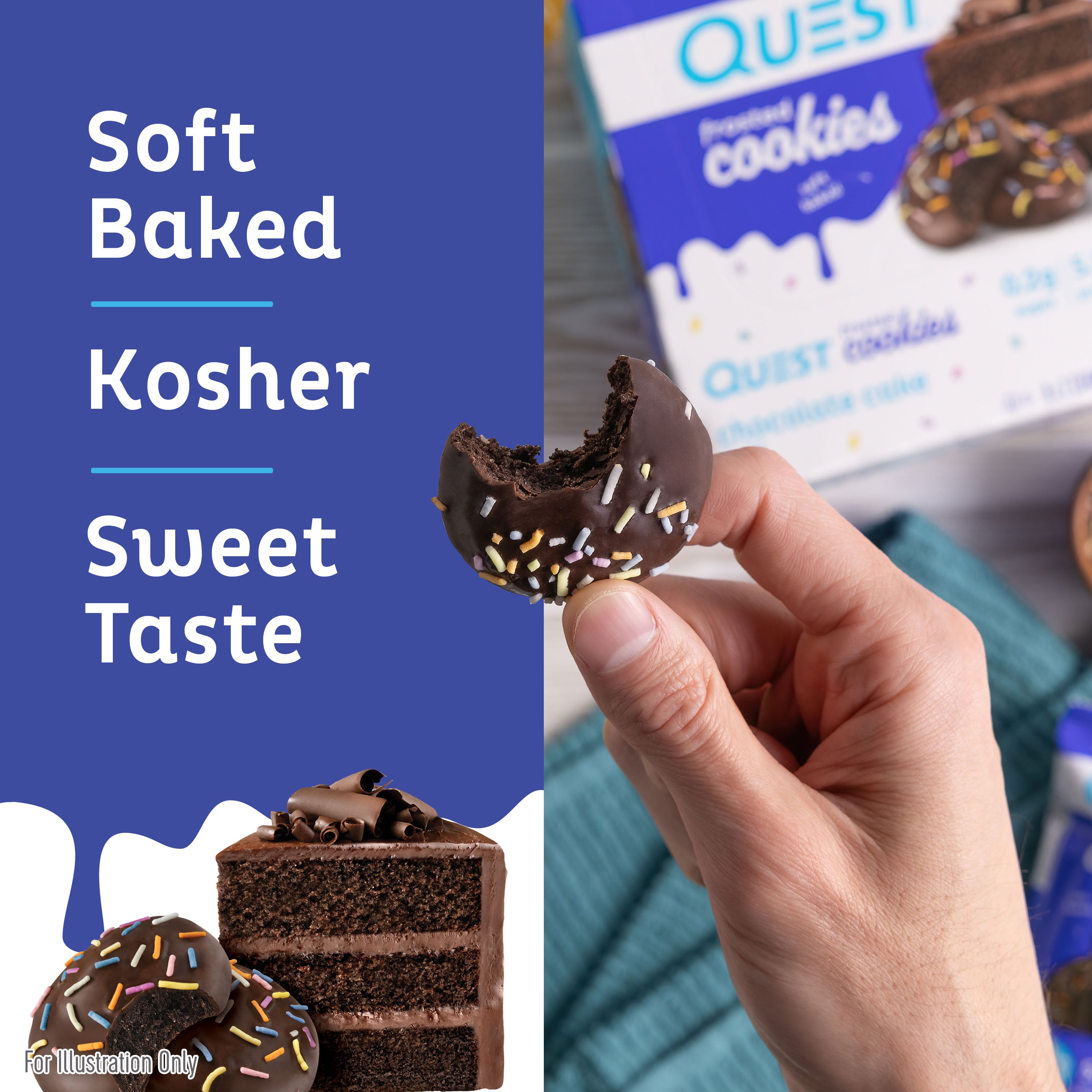 Quest Protein Frosted Cookie Chocolate Cake - 1 Box (8 Pieces)