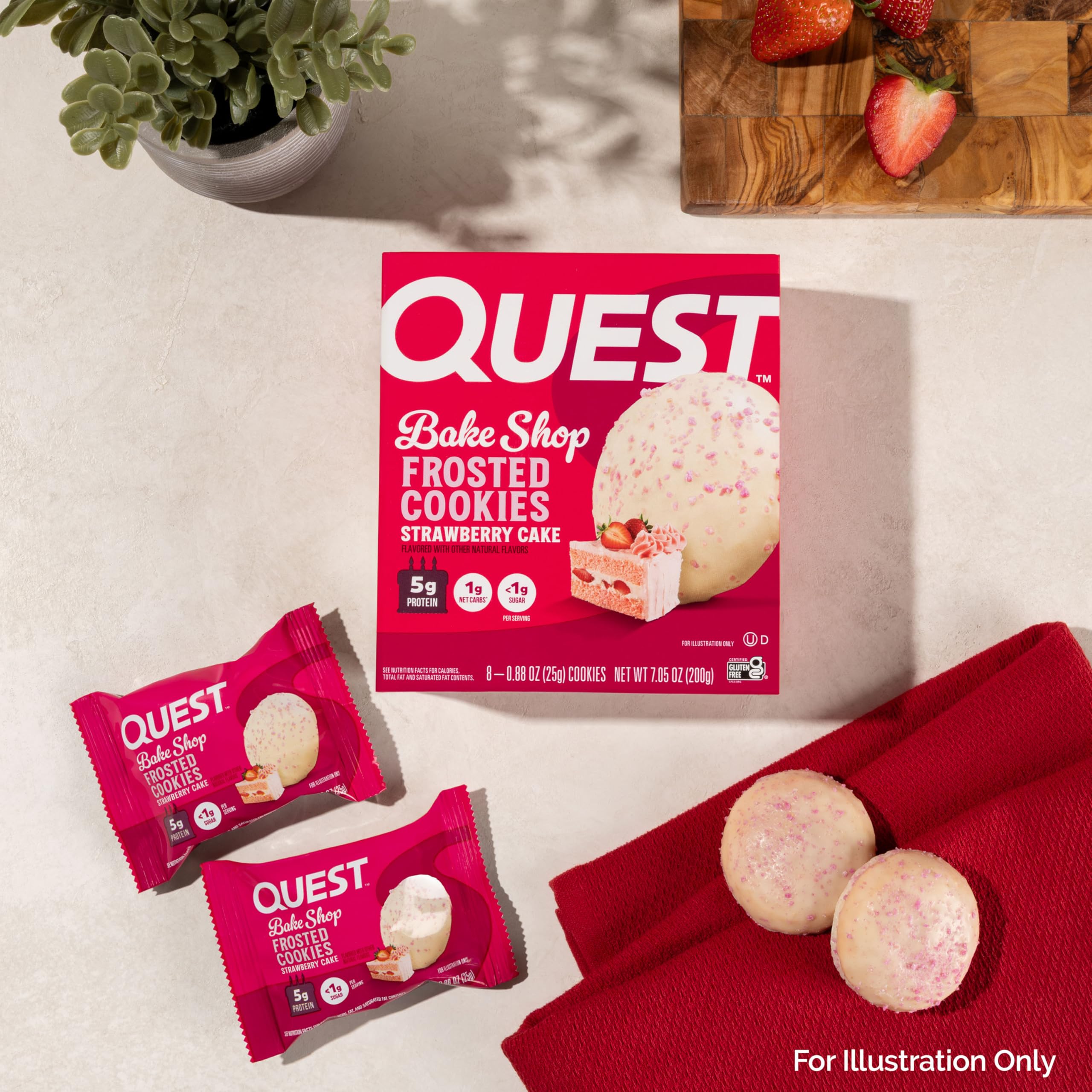 Quest Protein Frosted Cookie Strawberry Cake - 1 Box (8 Pieces)