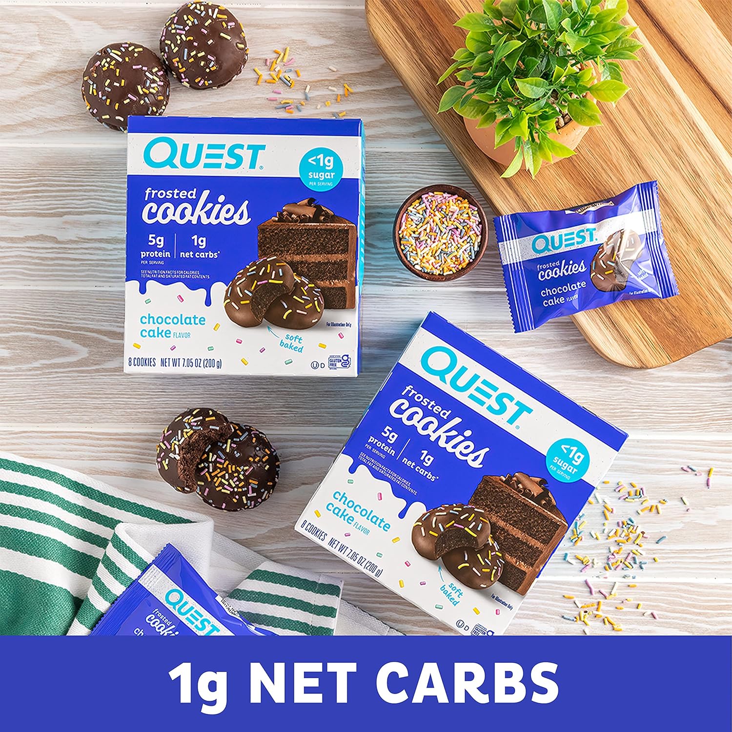 Quest Protein Frosted Cookie Chocolate Cake - 1 Box (8 Pieces)