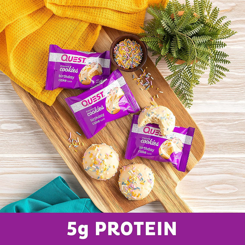 Quest Protein Frosted Cookie Birthday Cake - 1 Box (8 Pieces)