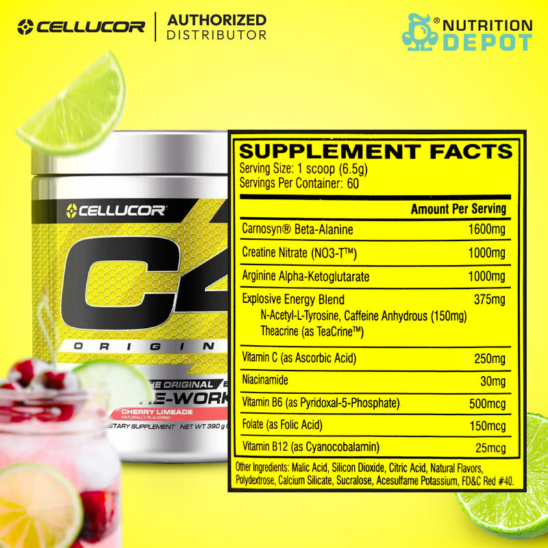 Cellucor C4 Original 60 Servings - Chery Limeade (Pre-Workout) กรดอมิโนเพิ่มแรงในการออกกำลังกาย