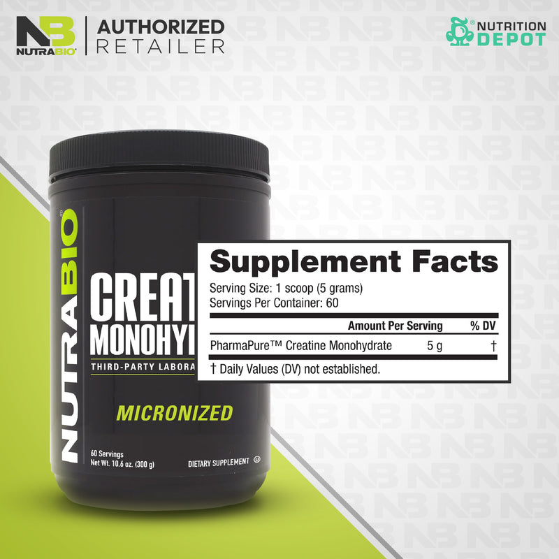 Nutrabio Creatine Powder - 300 g กรดอะมิโนเพิ่มพลังให้กล้ามเนื้อ