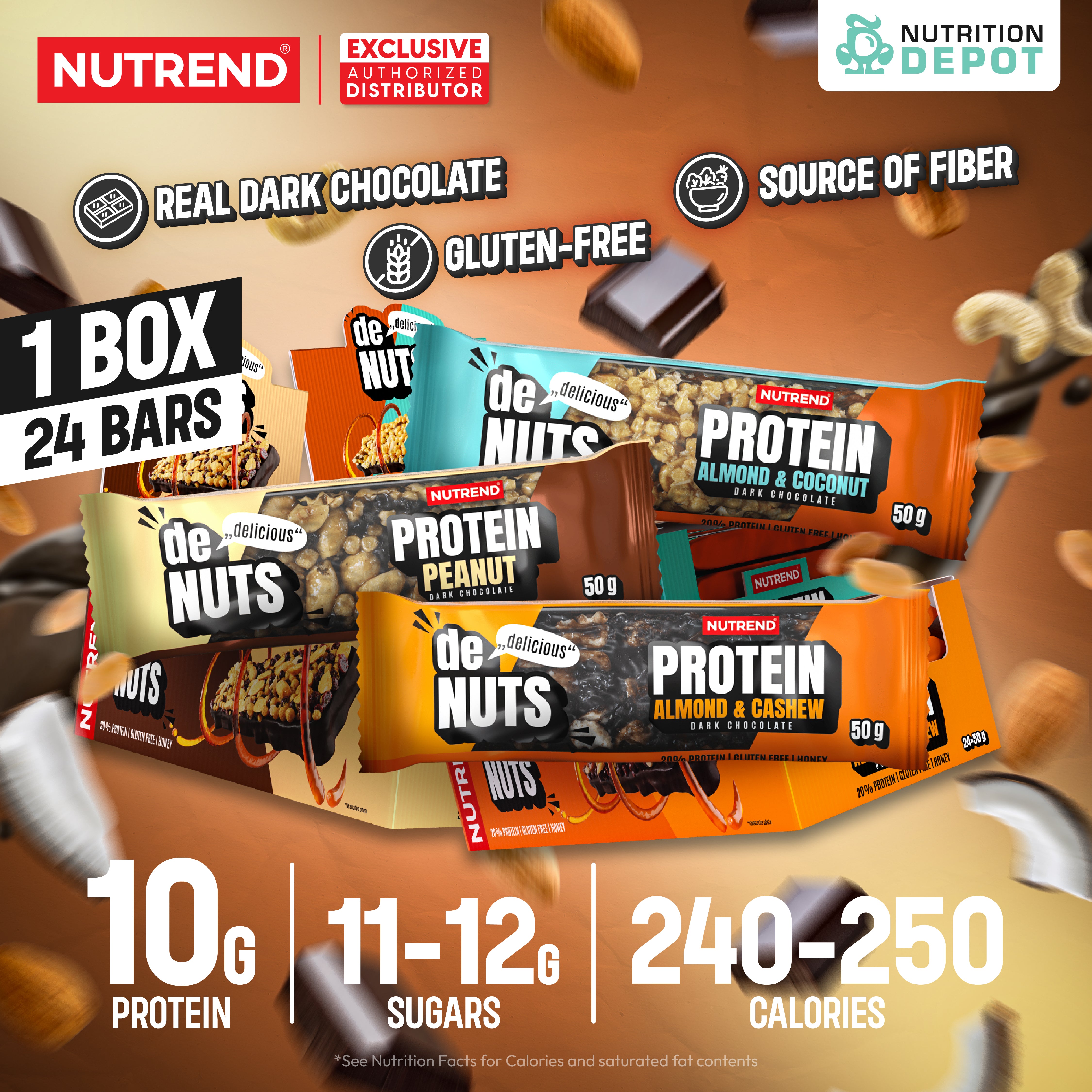 โปรตีนบาร์ Nutrend Denuts Protein - 1 Box (24 Bars)