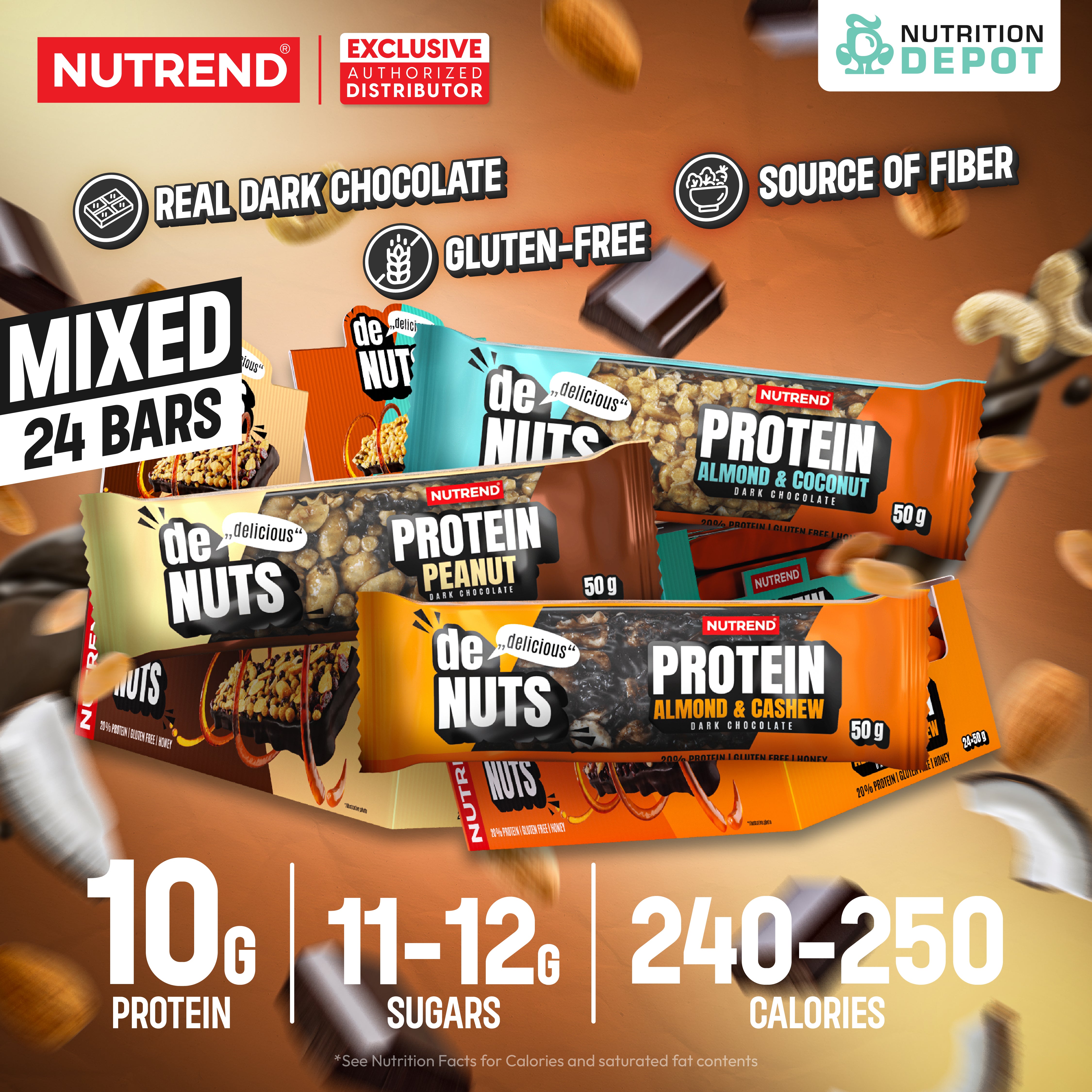 โปรตีนบาร์ Nutrend Denuts Protein - 1 Box (24 Bars)