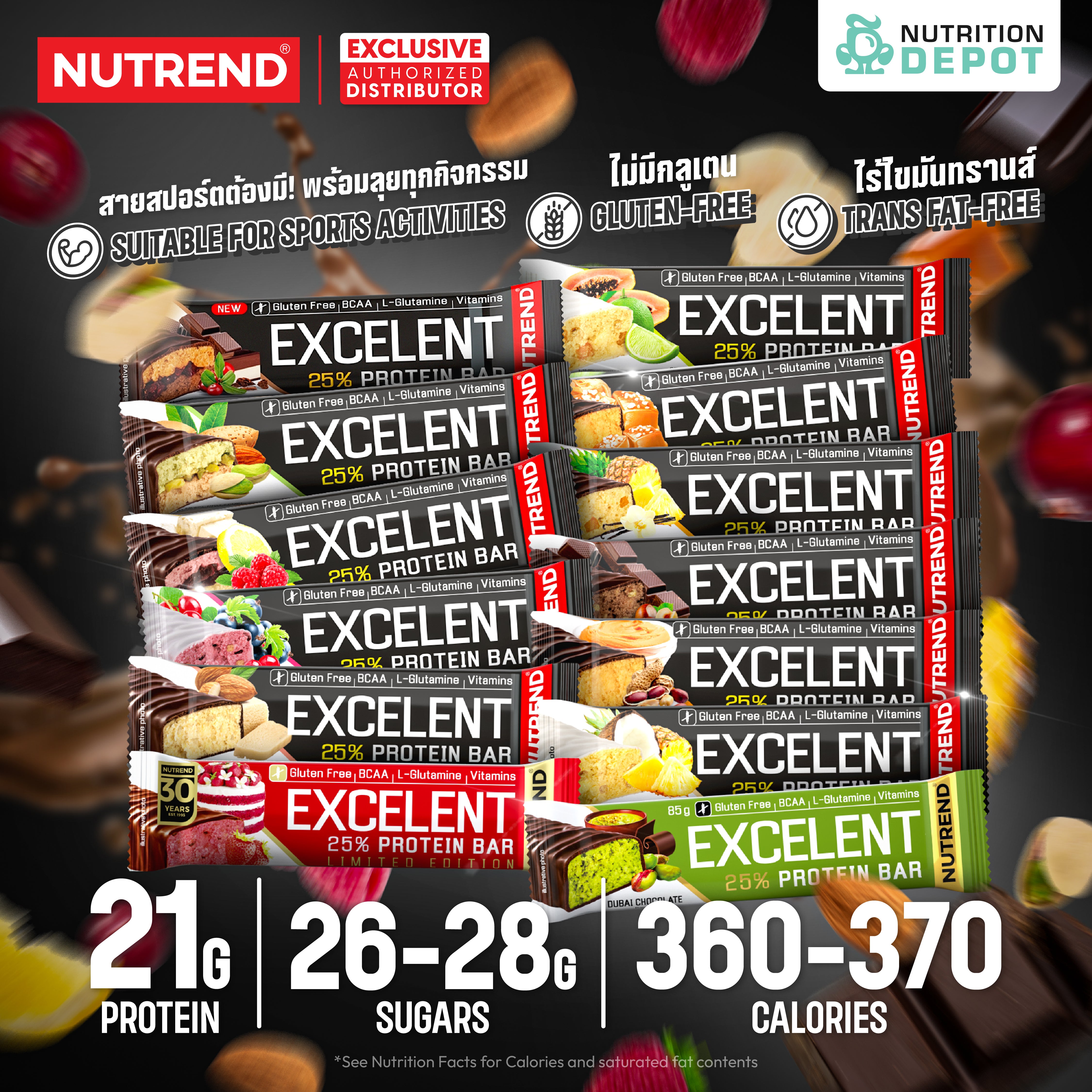 โปรตีนบาร์ Nutrend Excelent 25% Protein Bar - Strawberry Cake in Milk Chocolate (3 Bars)