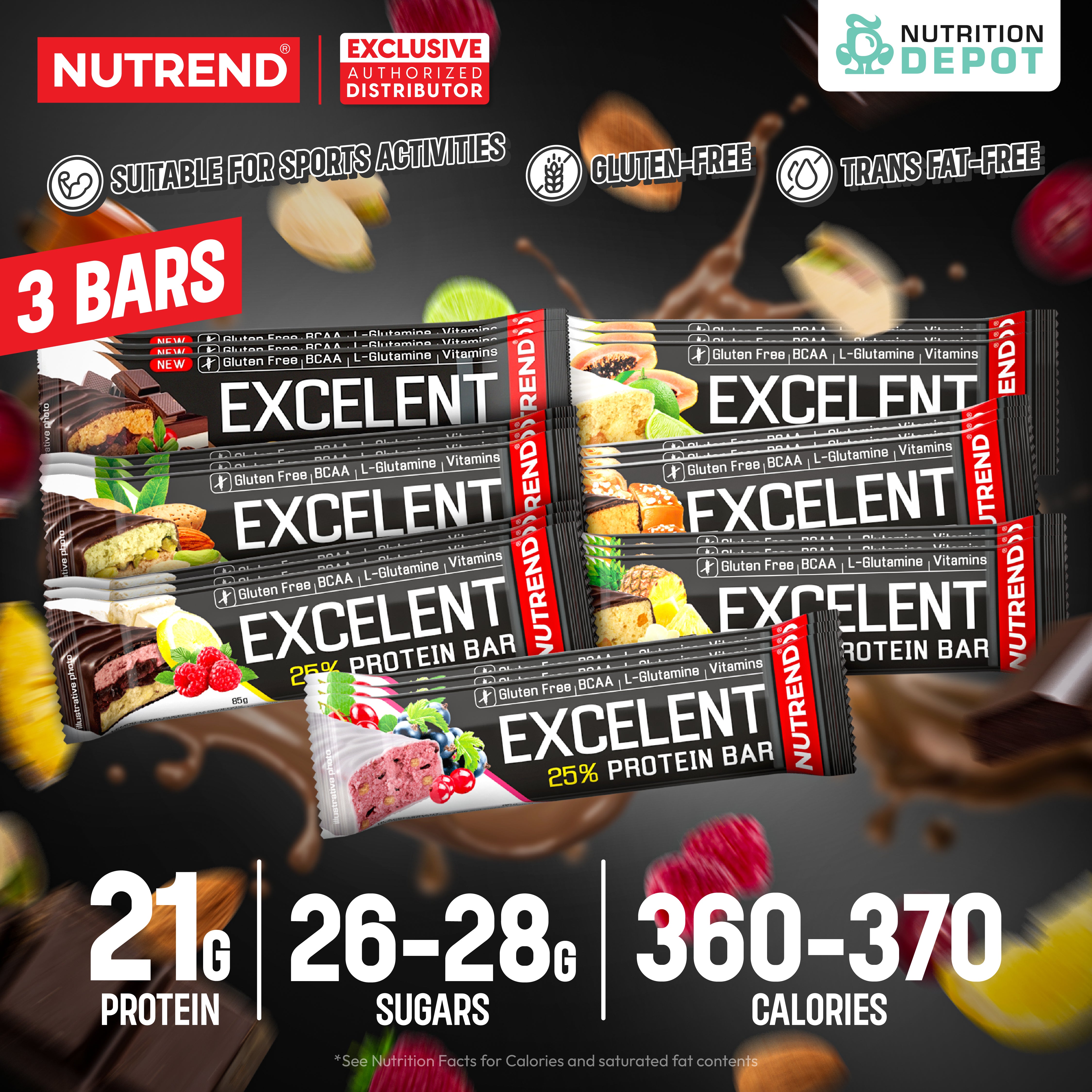 โปรตีนบาร์ Nutrend Excelent 25% Protein Bar - 3 Bars