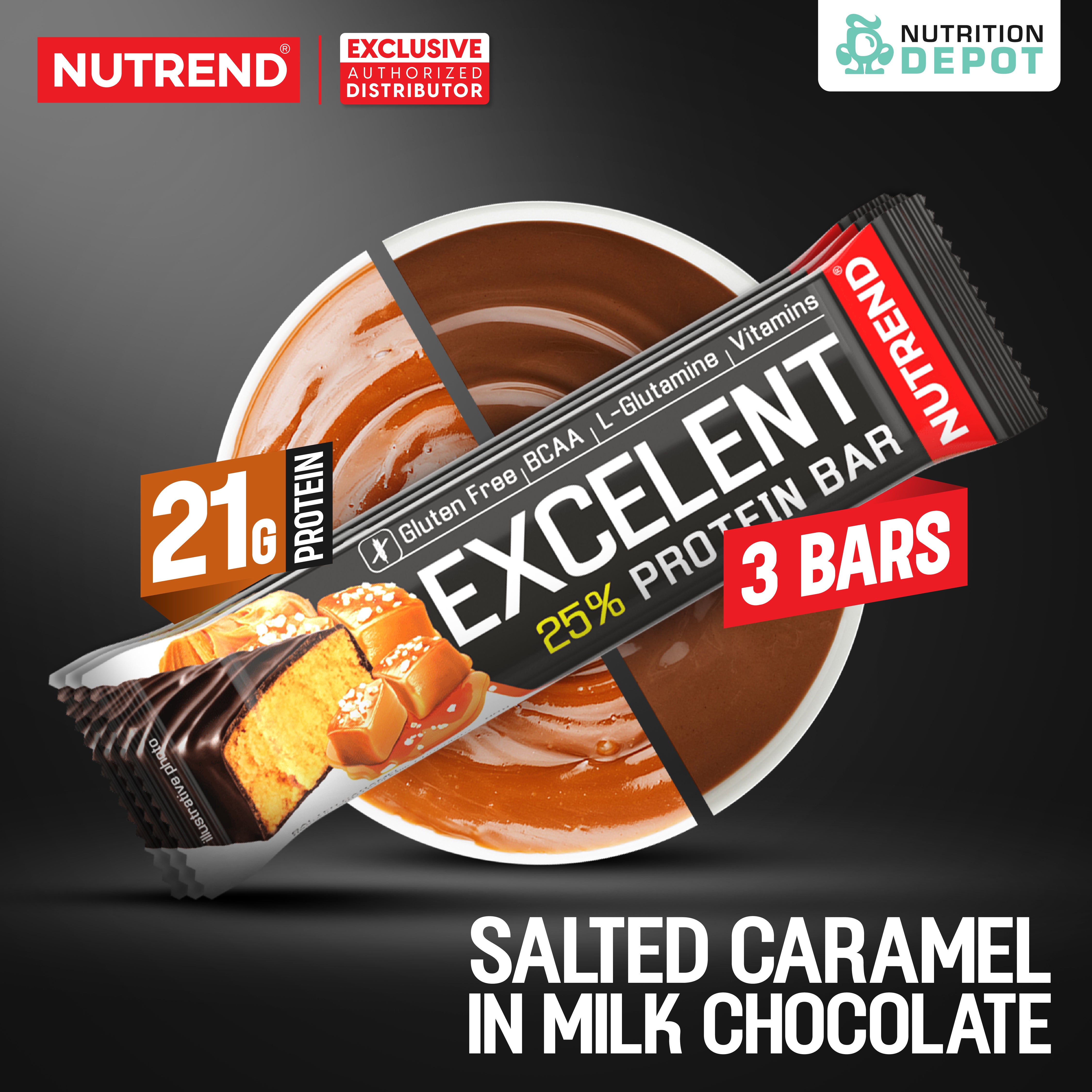 โปรตีนบาร์ Nutrend Excelent 25% Protein Bar - Salted Caramel in Milk Chocolate (3 Bars)