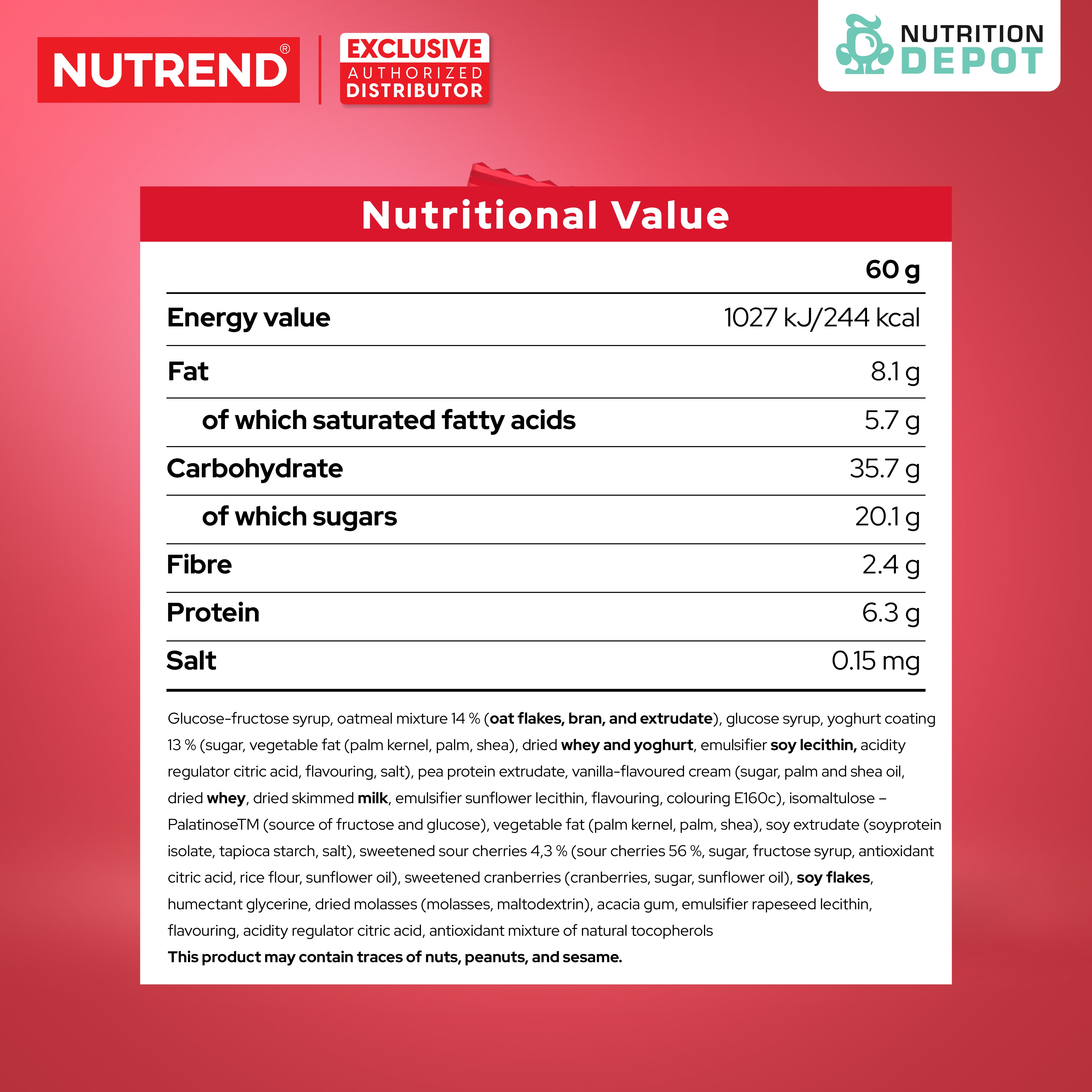 โปรตีนบาร์ Nutrend Energy Bar - 1 Box (20 Bars)