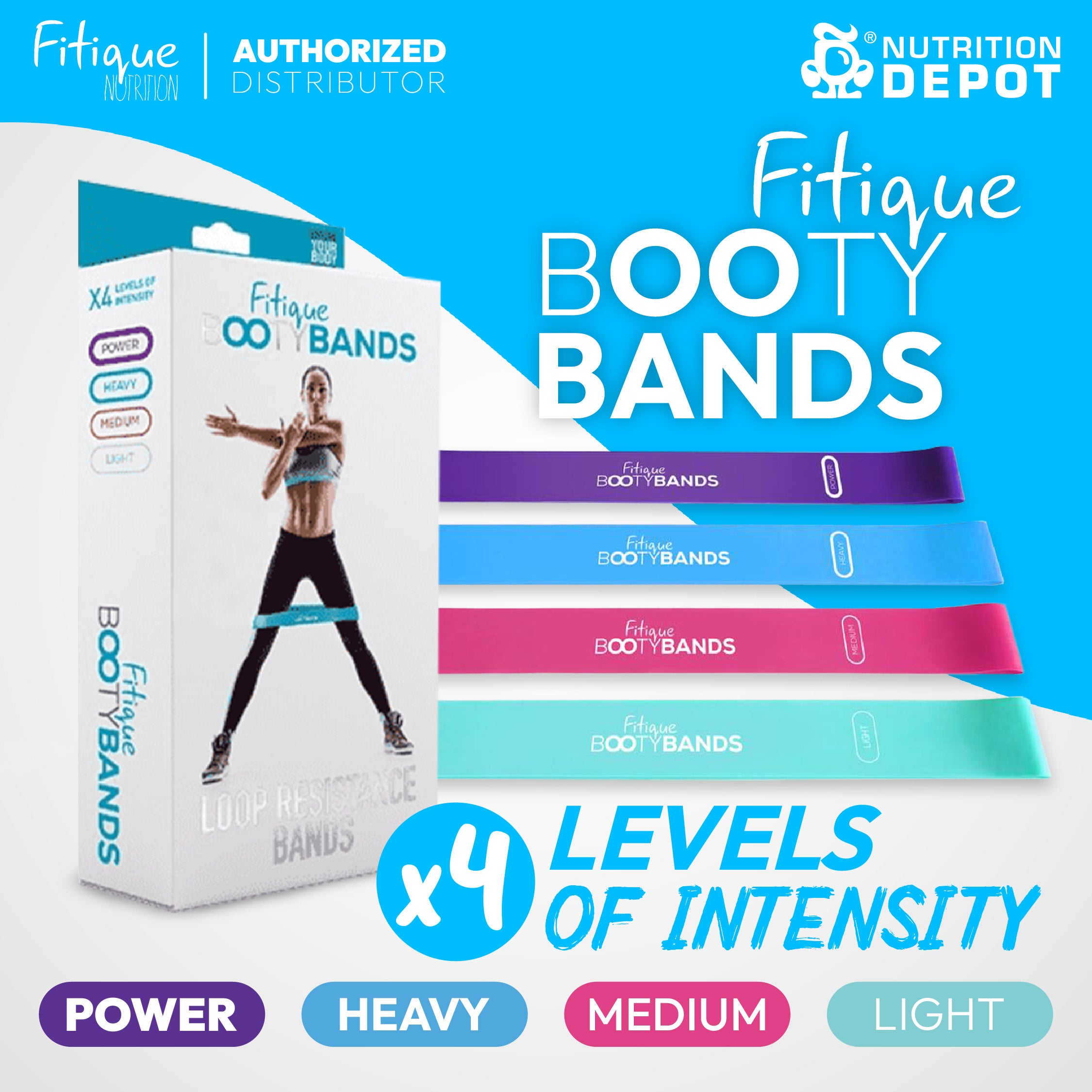 Fitique Booty Bands 4 Levels Loop Resistance Bands - ฟิทีค ยางยืด อุปกรณ์เสริม ออกกำลังกาย 4 ระดับ