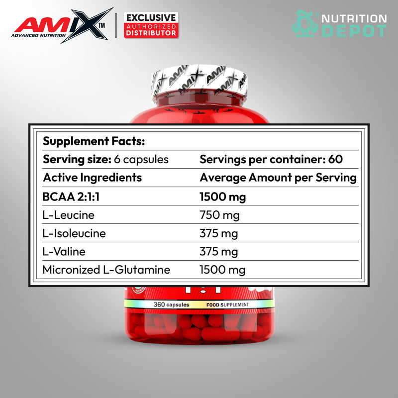 Amix Nutrition - L-Glutamine + BCAA 360 Capsules