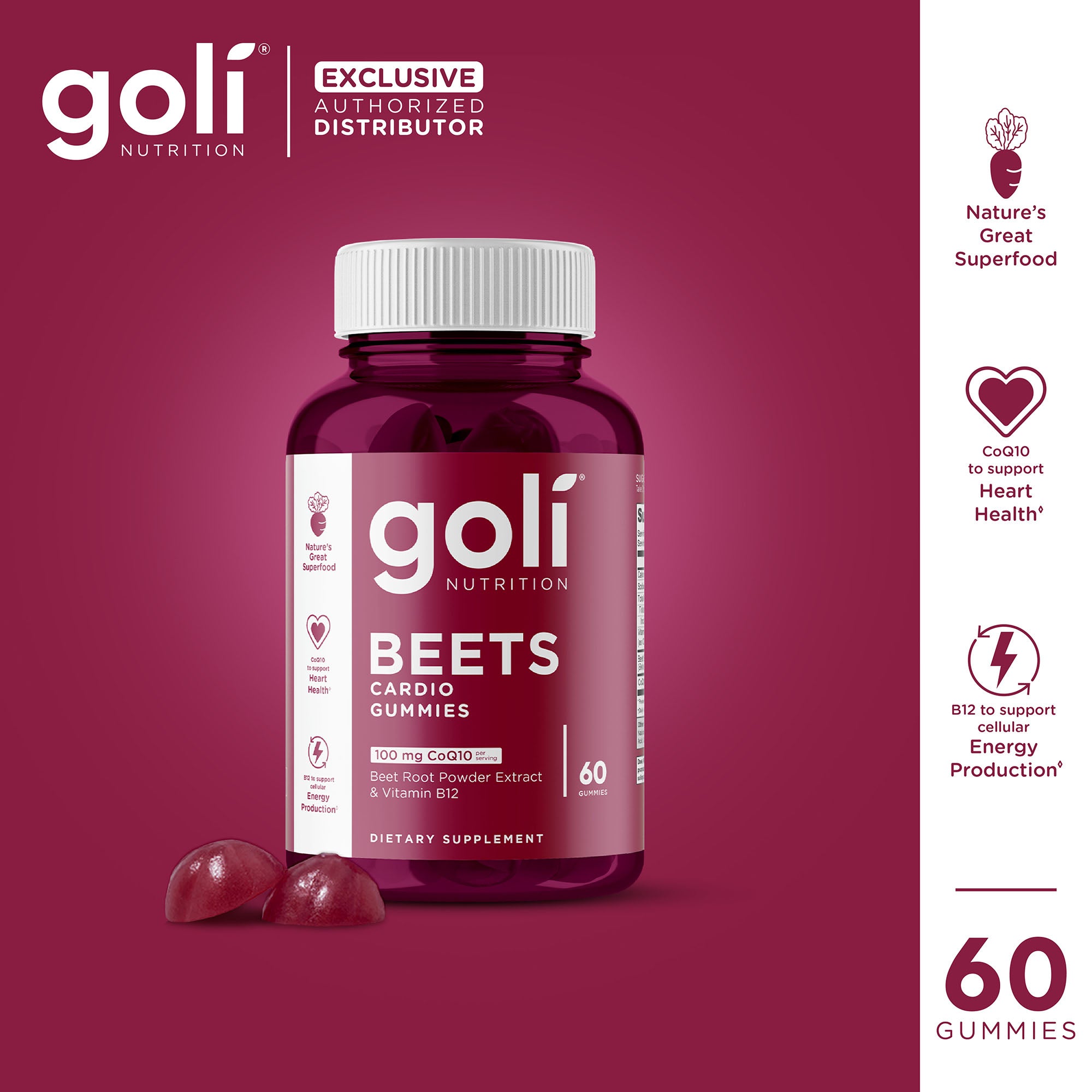 Goli Nutrition - Beets Cardio (Apple&Guava Flavor) - 60 Count