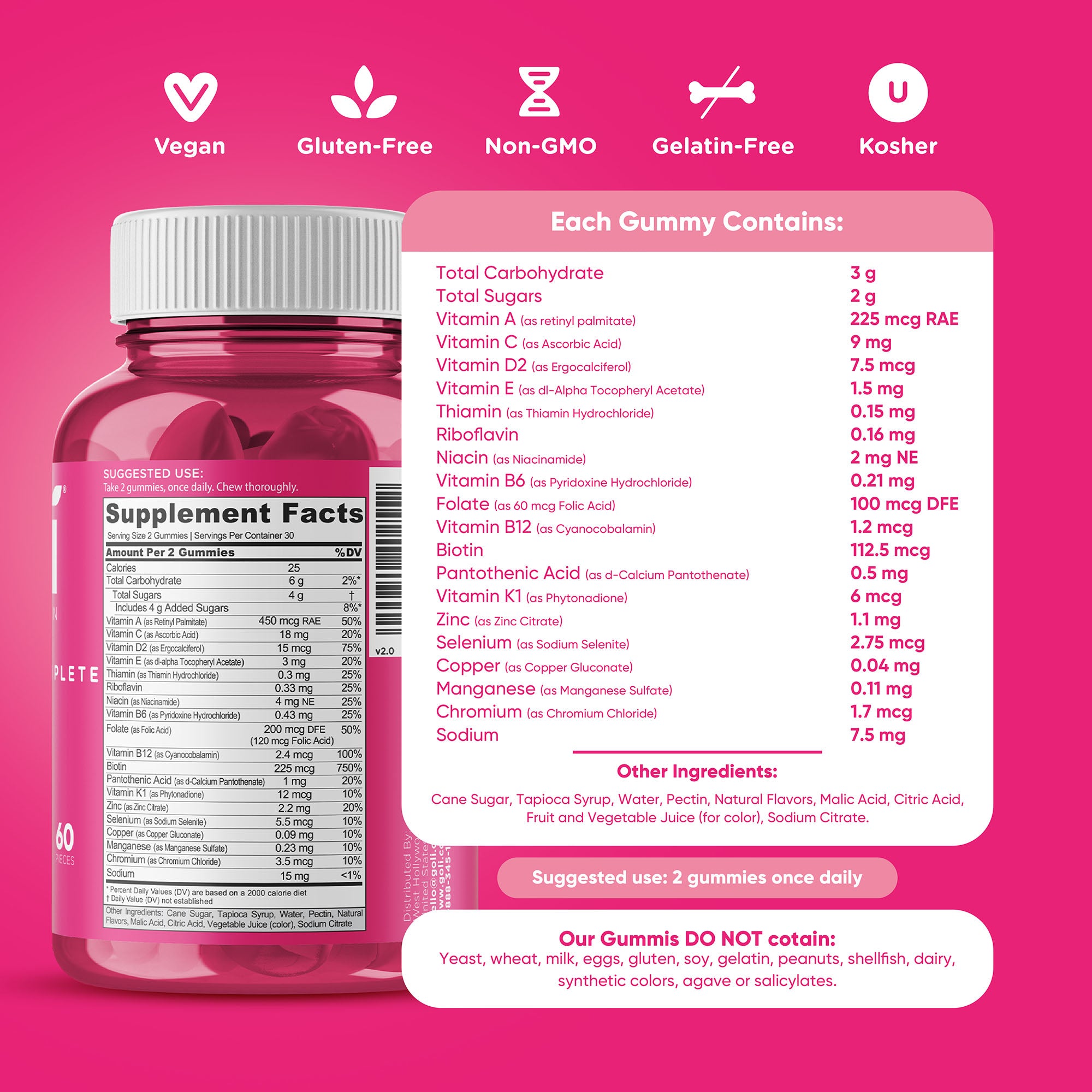 Goli Nutrition - Women's Complete Multi (Watermelon Flavor) - 60 Count
