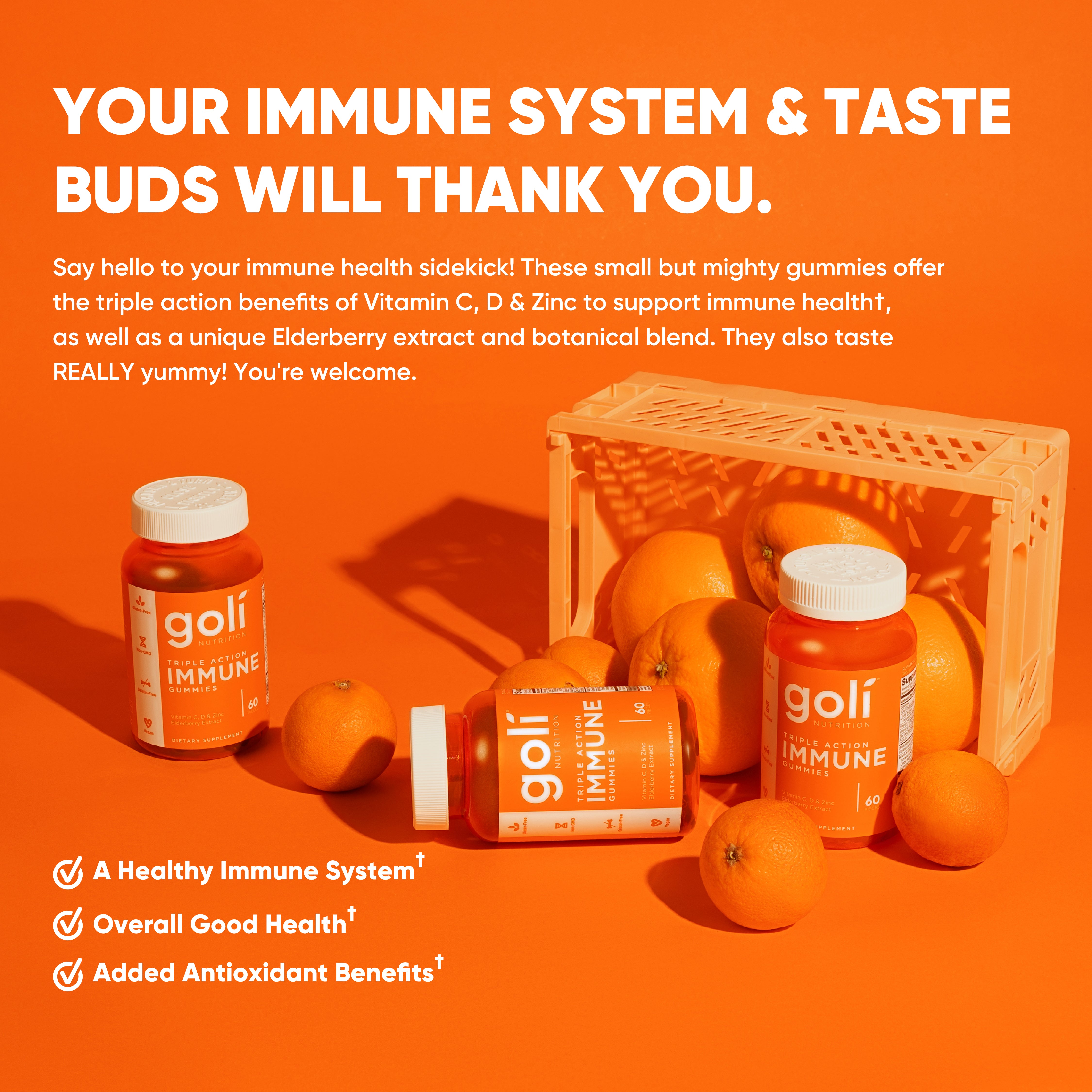 ( BBF 01/SEP/25 )Goli Nutrition - Triple Action Immune  - 60 Count (Before ordering, please read the details below)