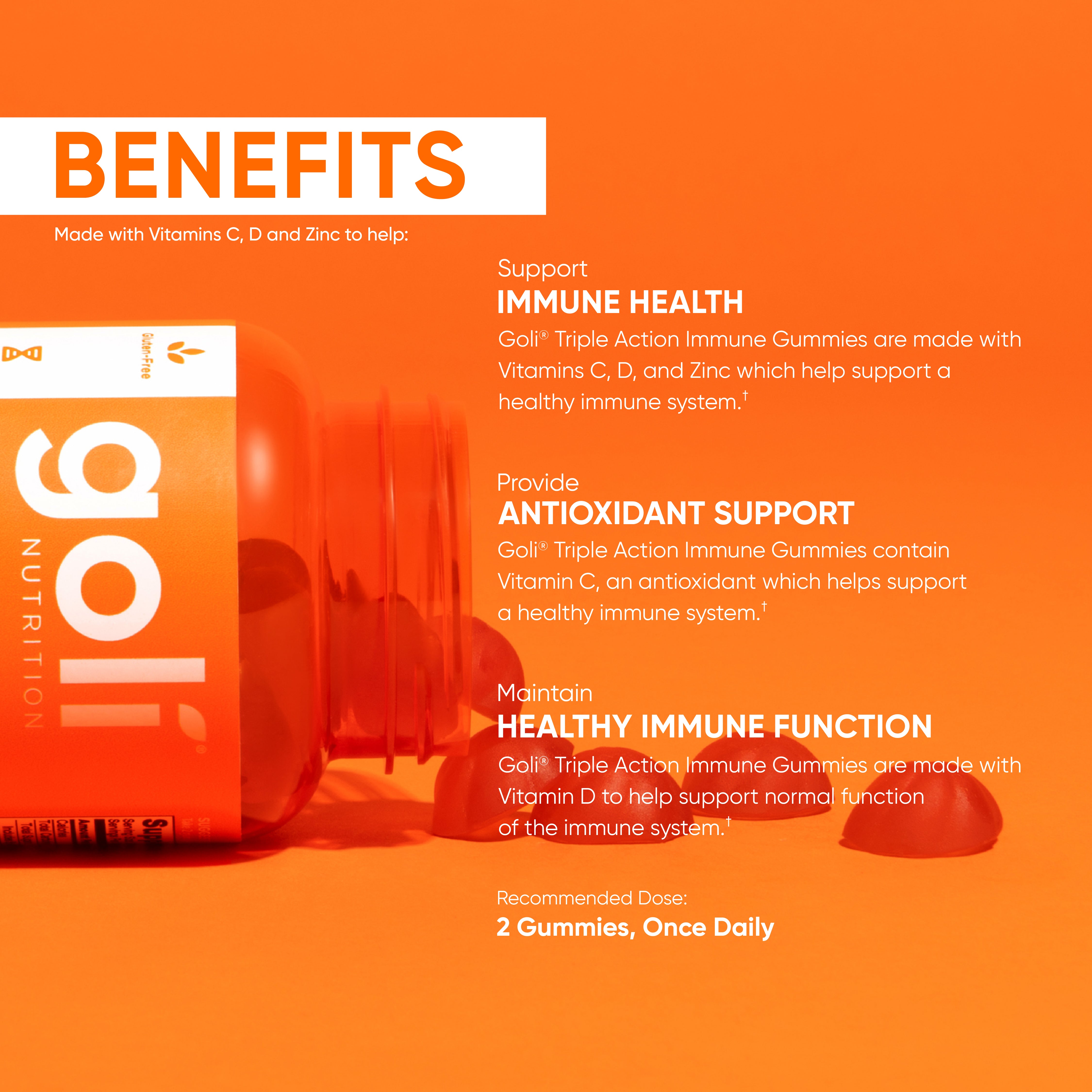 ( BBF 01/SEP/25 )Goli Nutrition - Triple Action Immune  - 60 Count (Before ordering, please read the details below)
