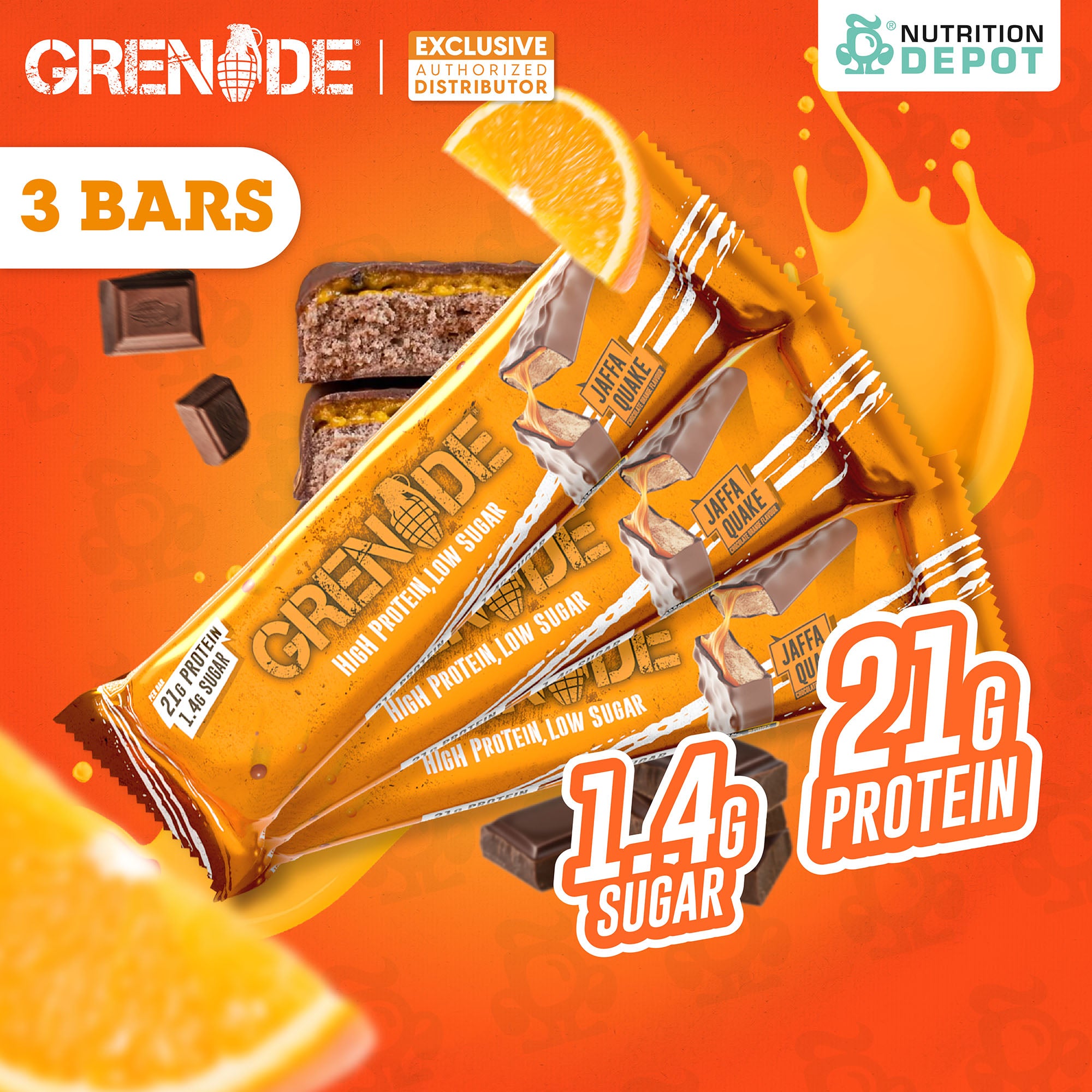 Grenade Carb Killa Protein Bar - Jaffa Quake 3 Bars