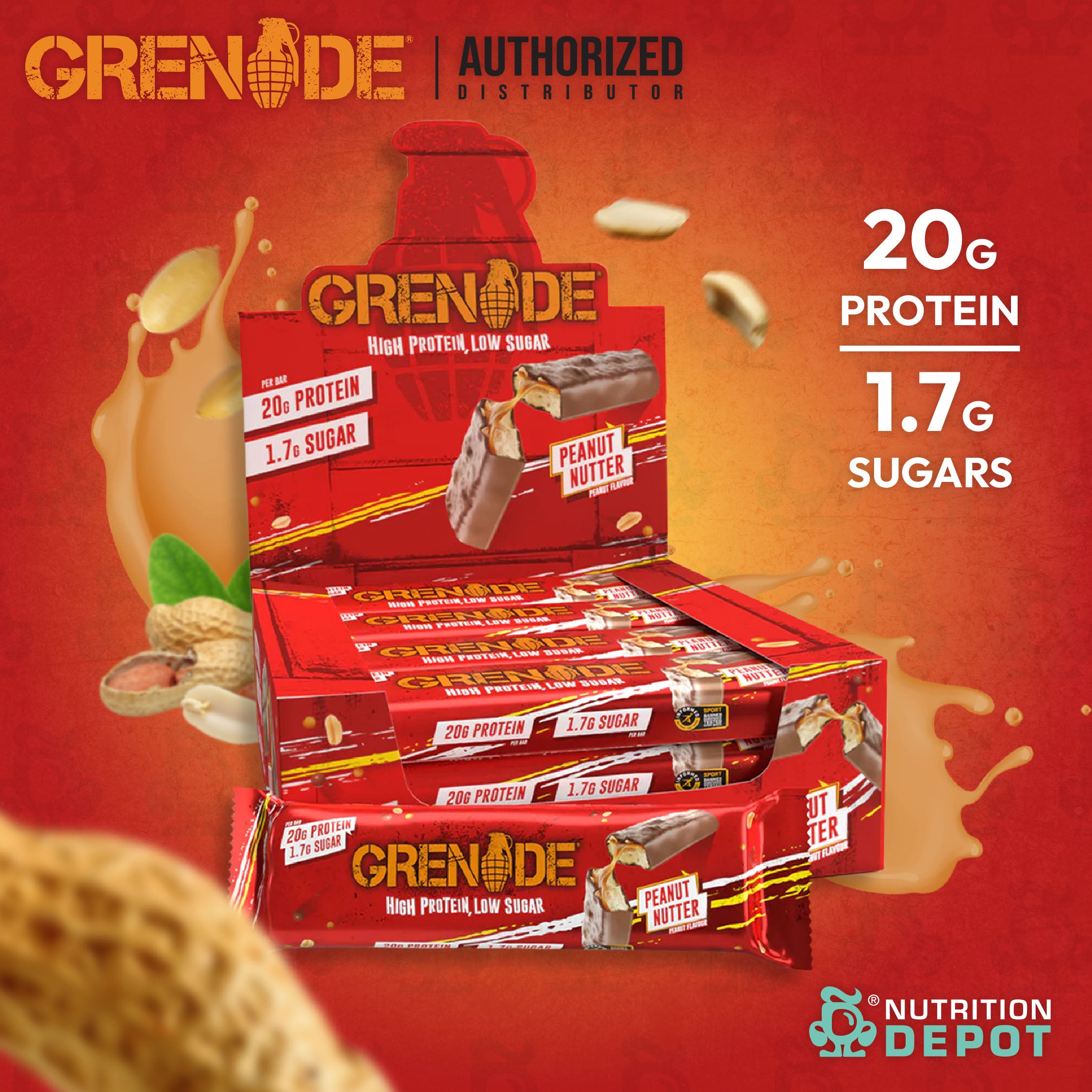 Grenade Carb Killa Protein Bar - Peanut Nutter 1 Box (12 Bars)