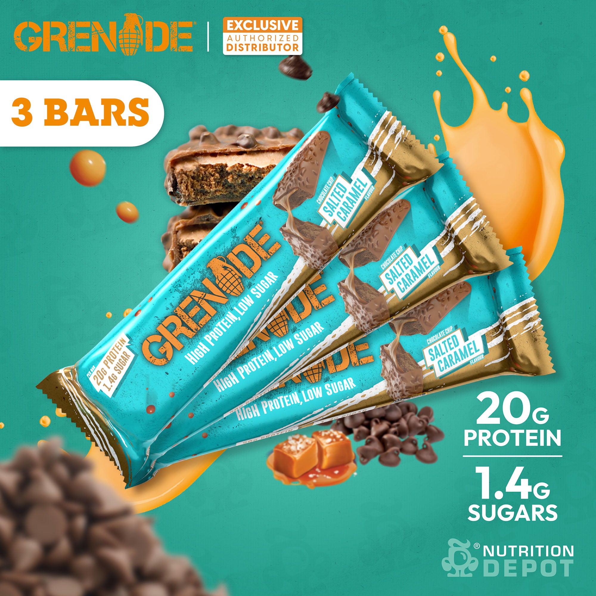 Grenade Carb Killa Protein Bar - Chocolate Chip Salted Caramel 3 Bars