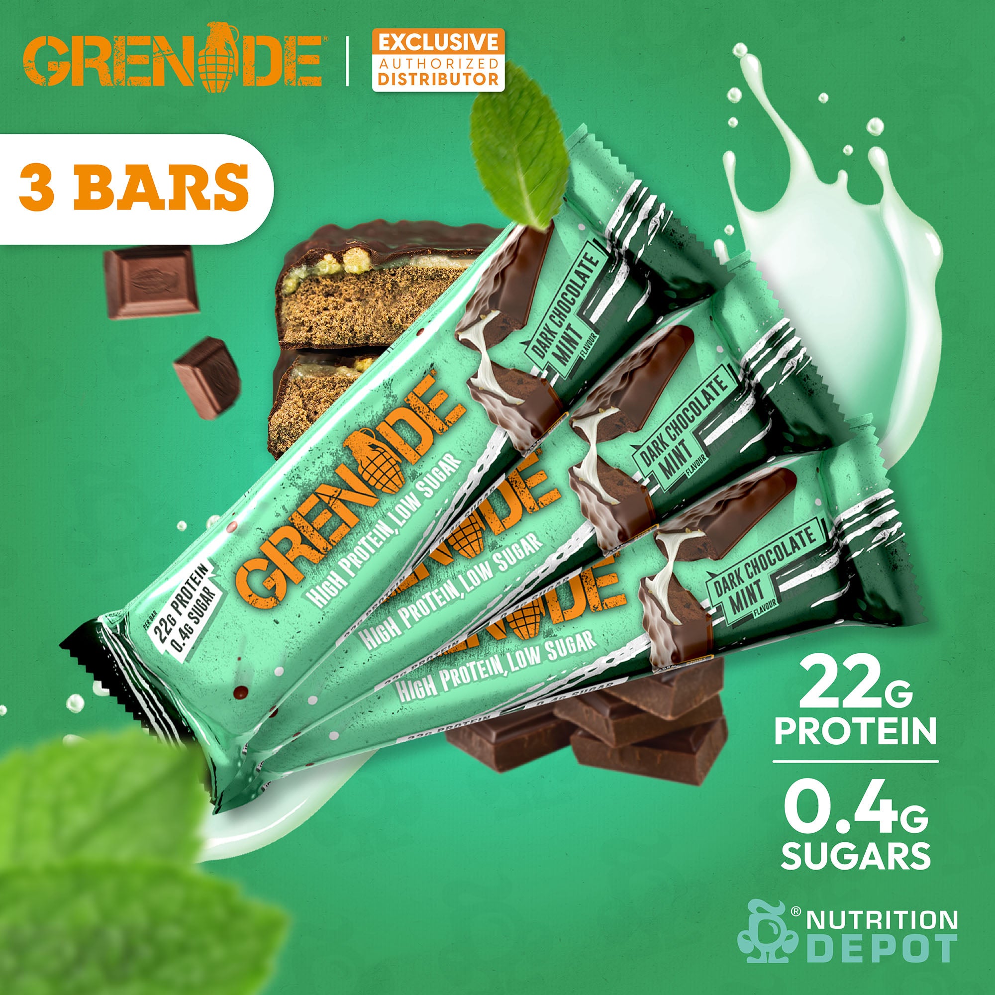 Grenade Carb Killa Protein Bar - Dark Chocolate Mint 3 Bars