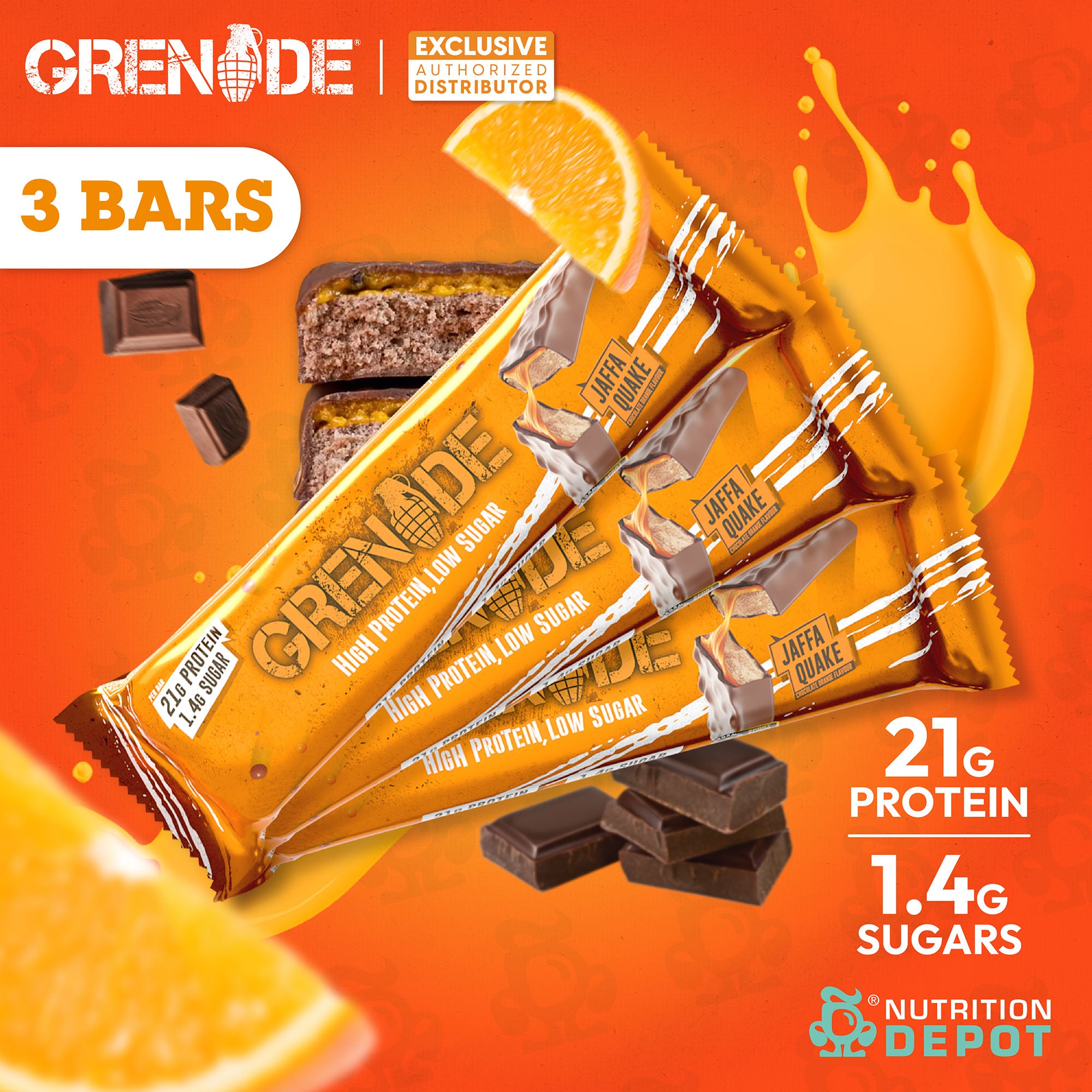 Grenade Carb Killa Protein Bar - Jaffa Quake 3 Bars