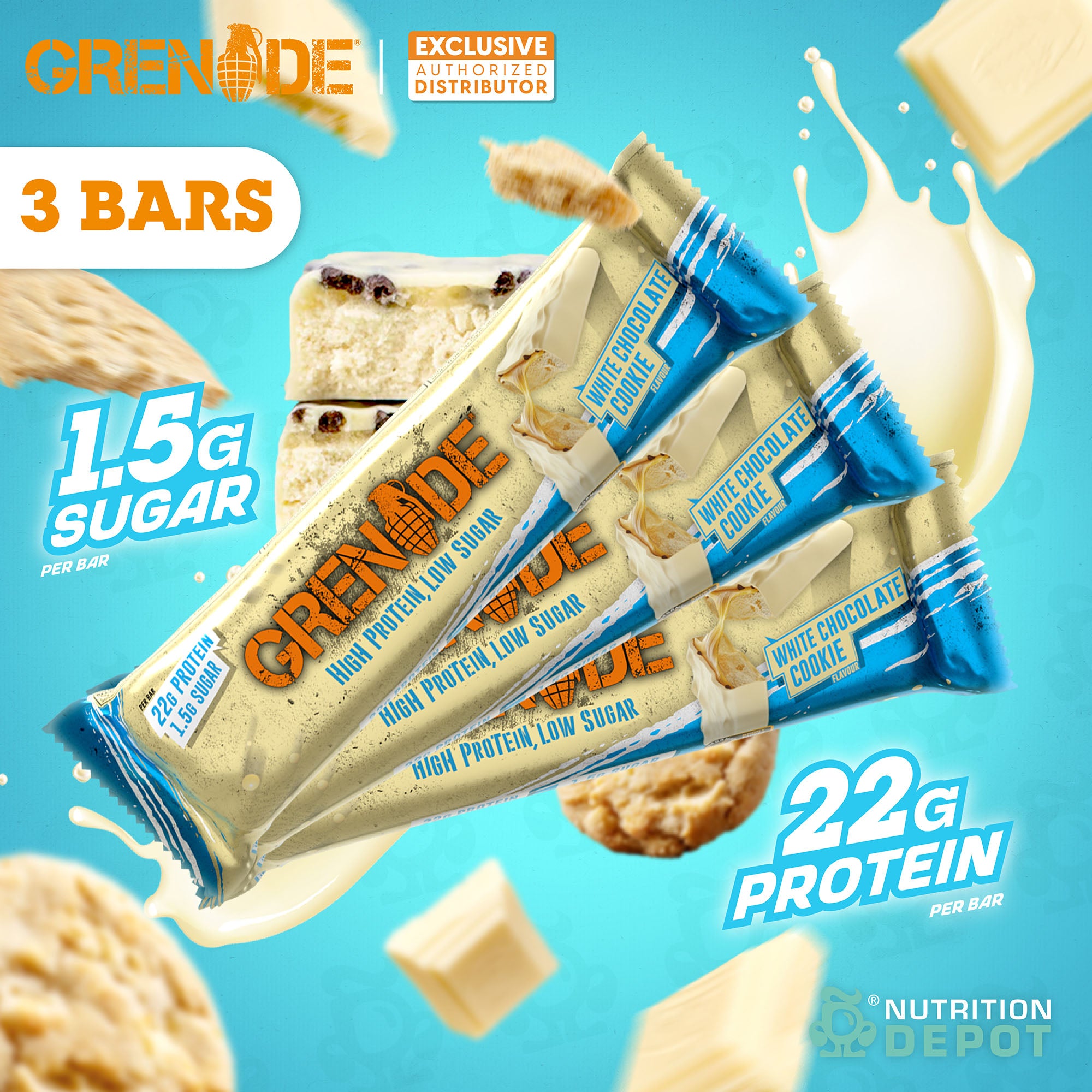 Grenade Carb Killa Protein Bar - White Chocolate Cookie 3 Bars