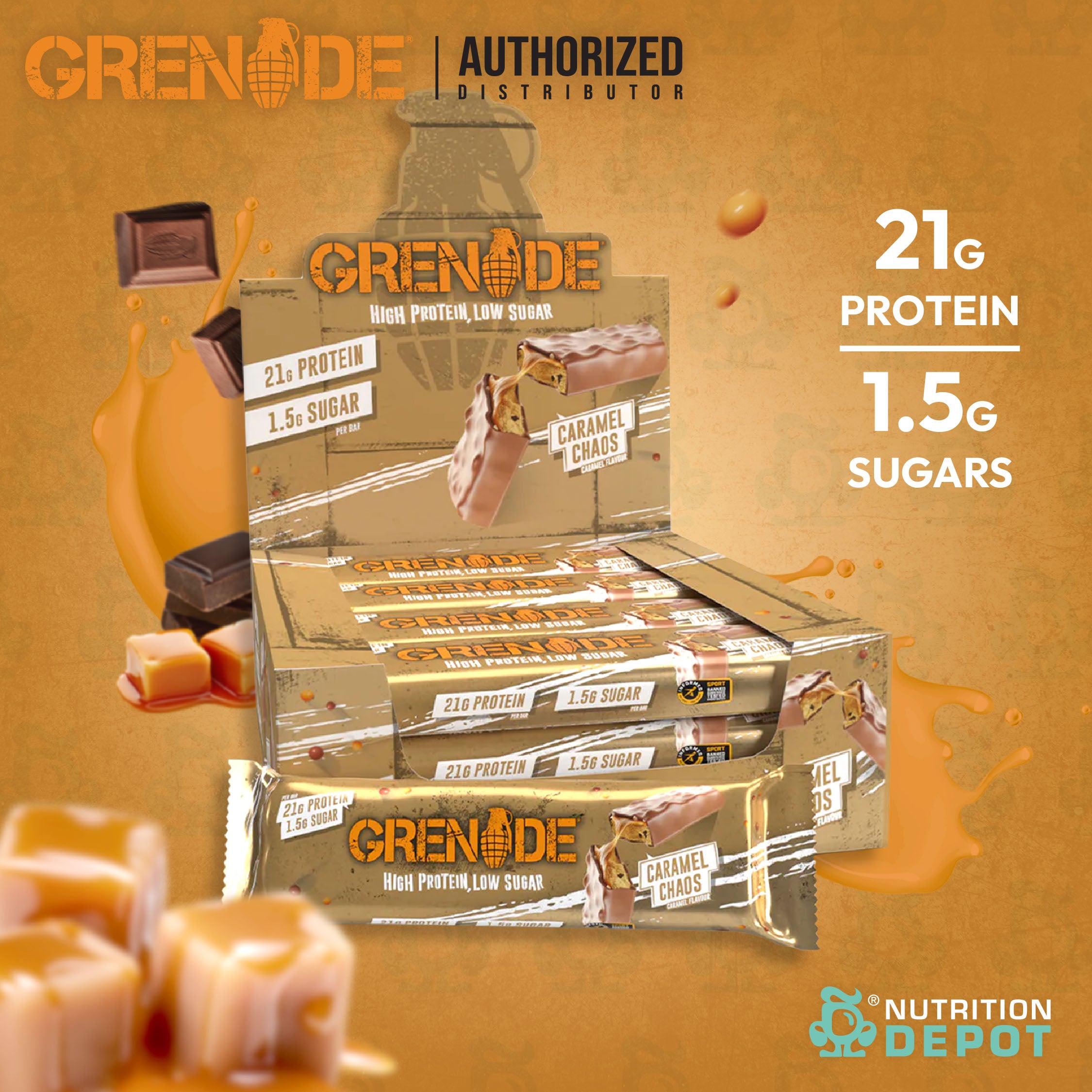 Grenade Carb Killa Protein Bar - Caramel Chaos 1 Box (12 Bars)